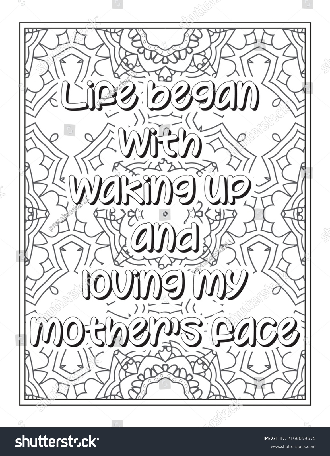 Mom Quotes Coloring Page Adults Stock Vector (Royalty Free) 2169059675