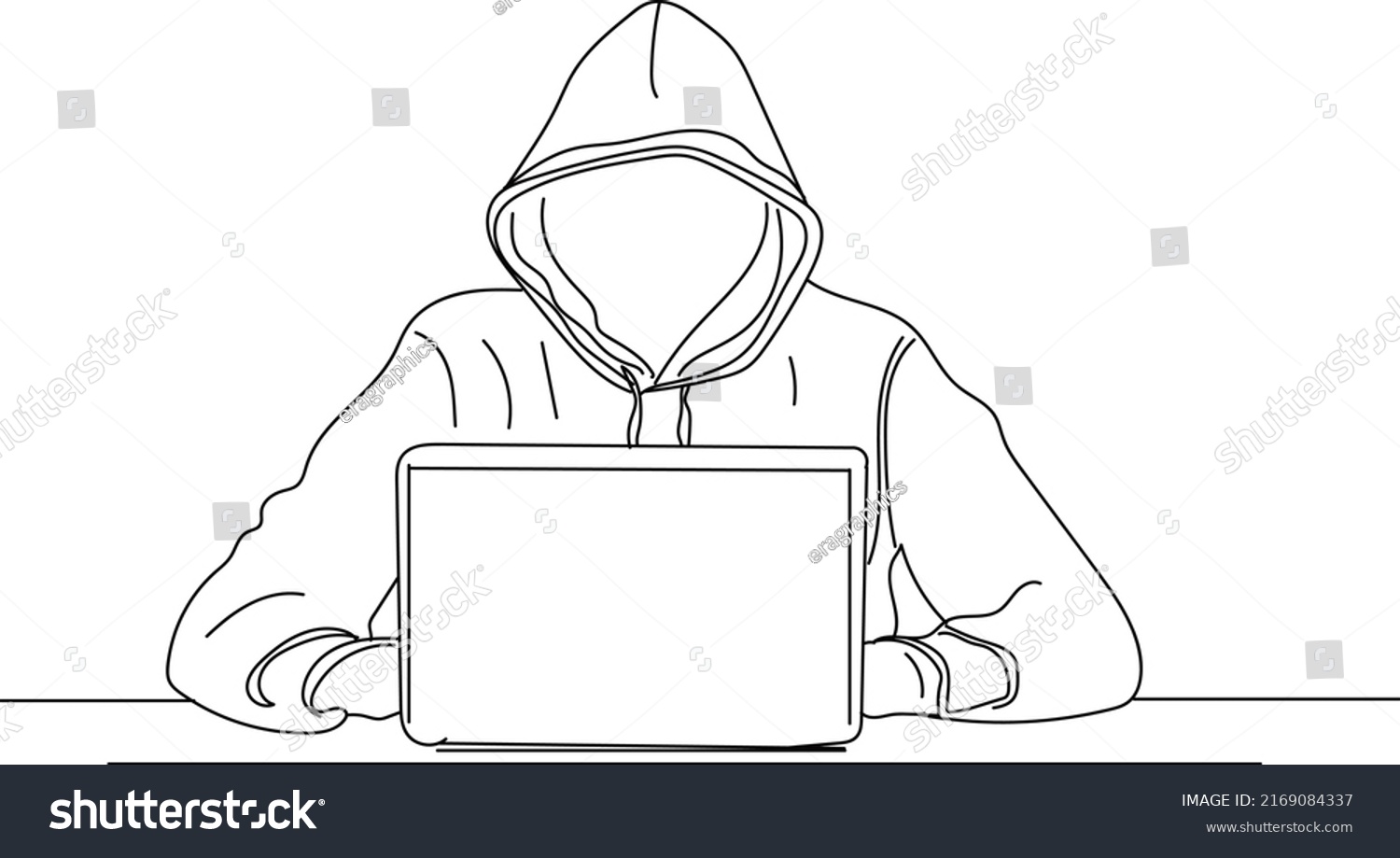 Hacker Silhouette Computer Hacker Vector Sketch Stock Vector (Royalty ...