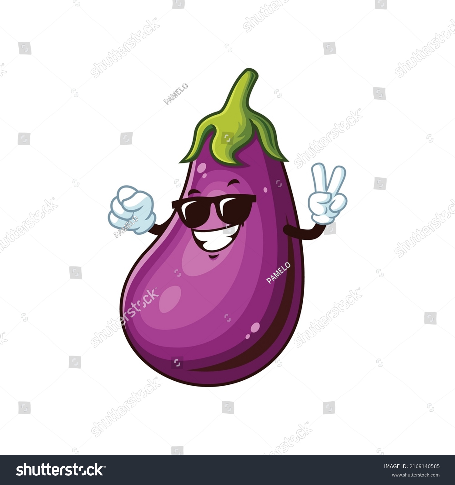 Vector Cartoon Character Mascot Eggplant Wearing Stock Vector Royalty