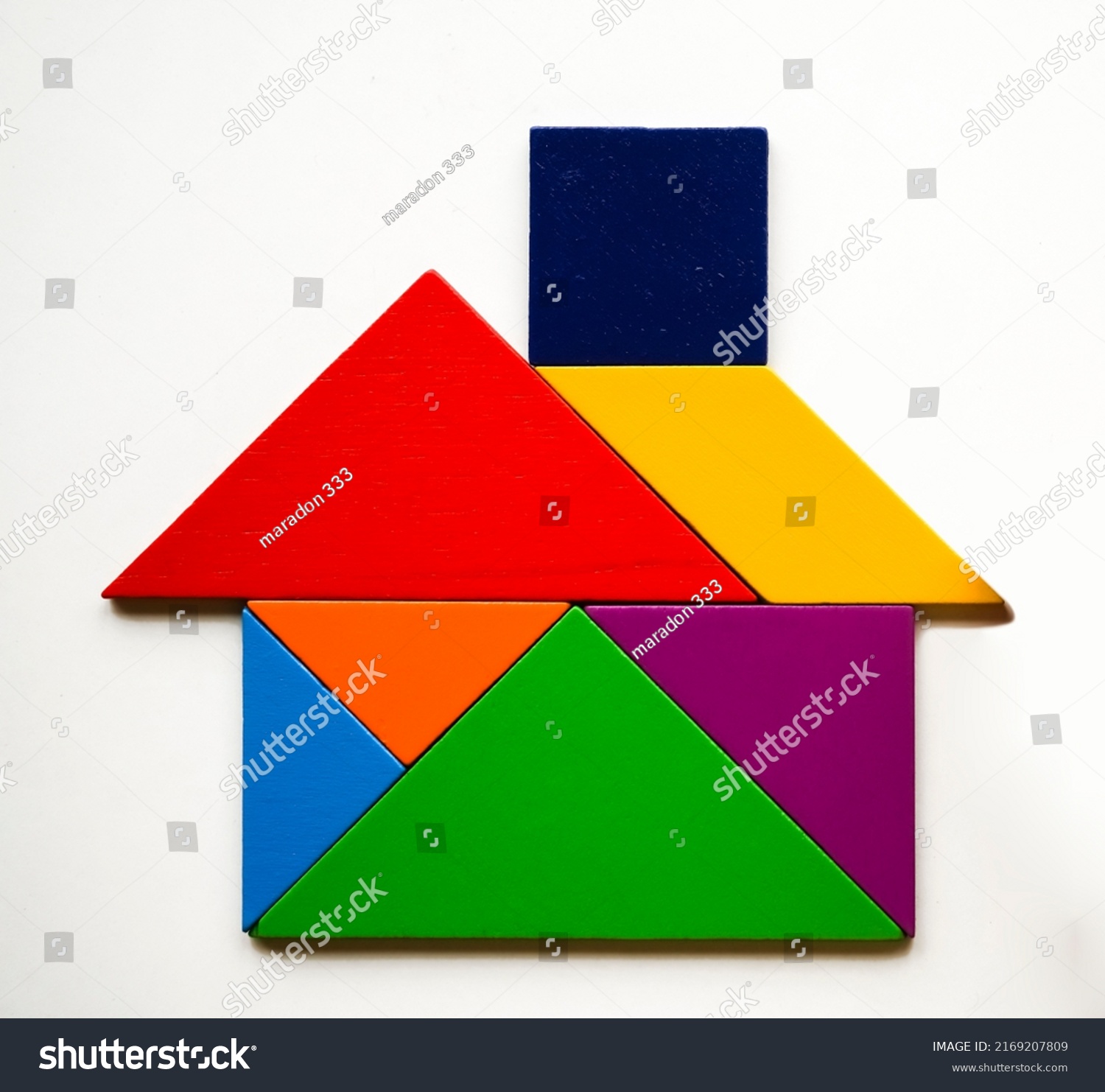 Model House Made Wooden Tangram Puzzle Stock Photo 2169207809 ...