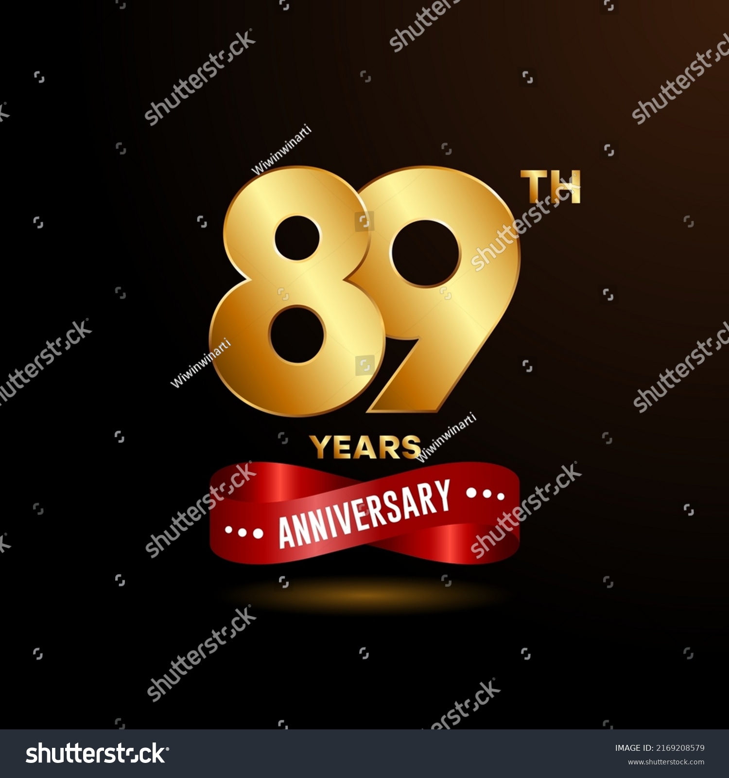 89 Years Anniversary Logo Red Ribbon Stock Vector (Royalty Free ...