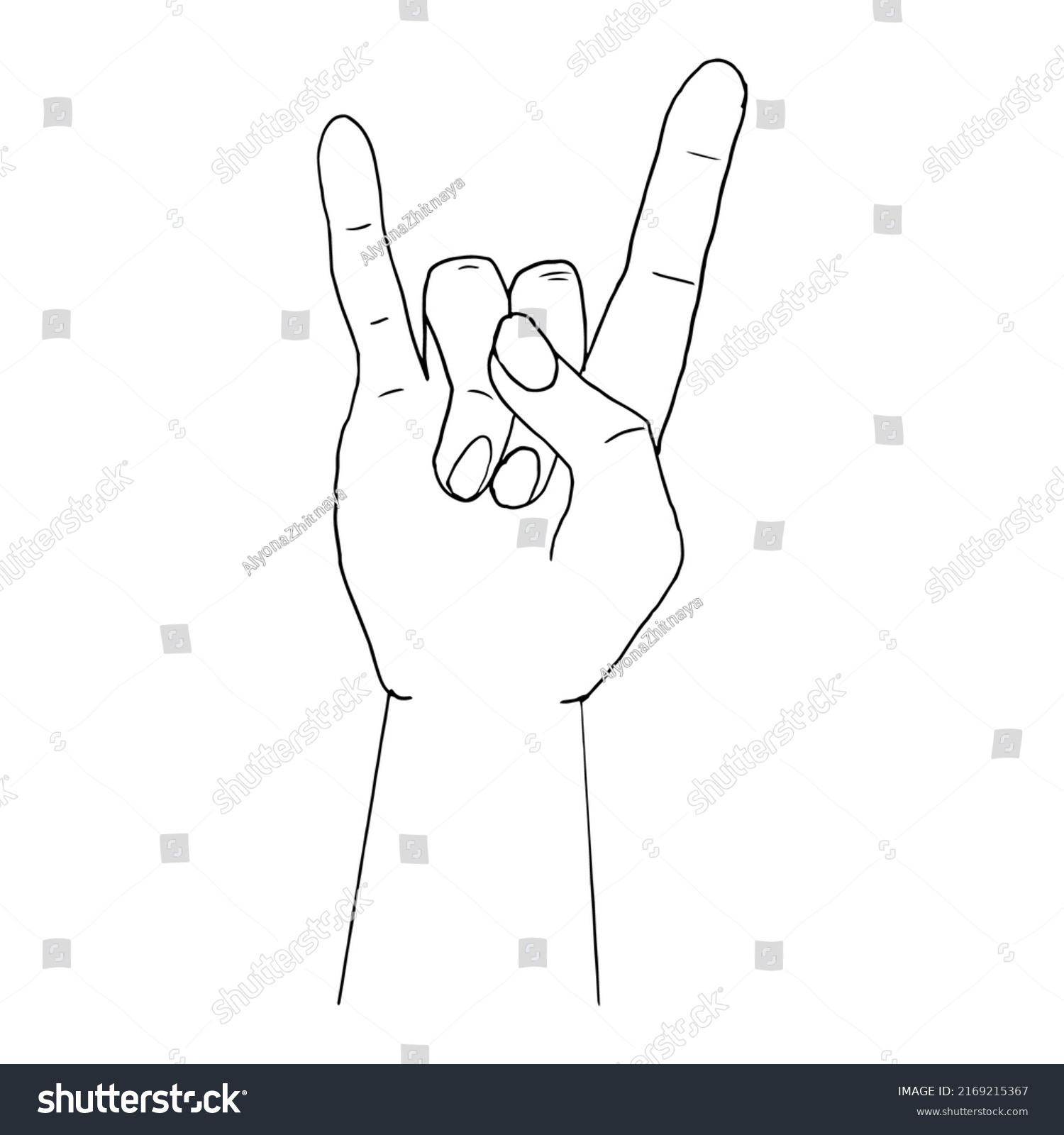 Hand Gesture Doodle Emblem Symbol Isolated Stock Vector (Royalty Free ...