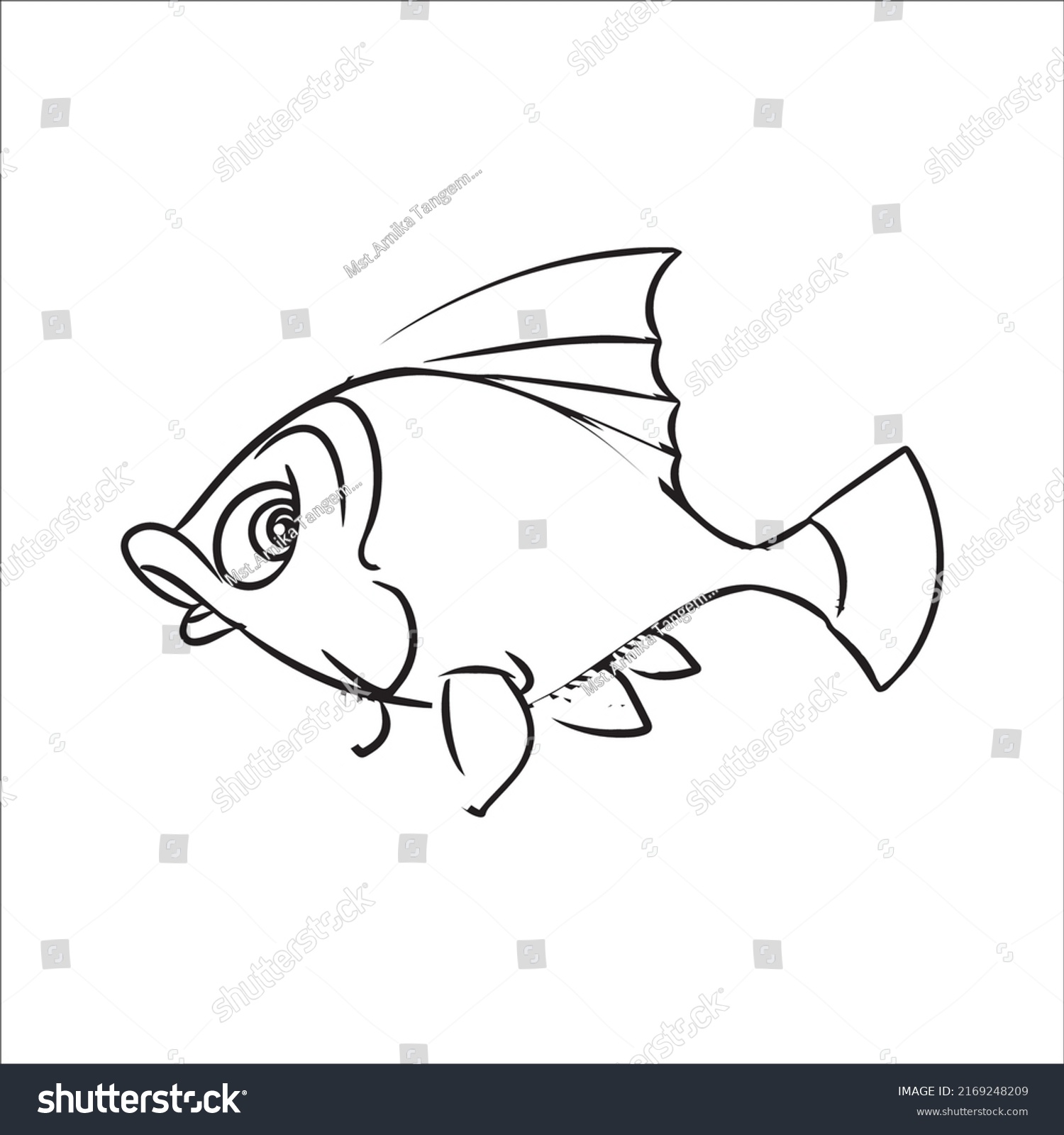 Fish Coloring Book Page Preschool Childrenfishing Stock Vector (Royalty ...