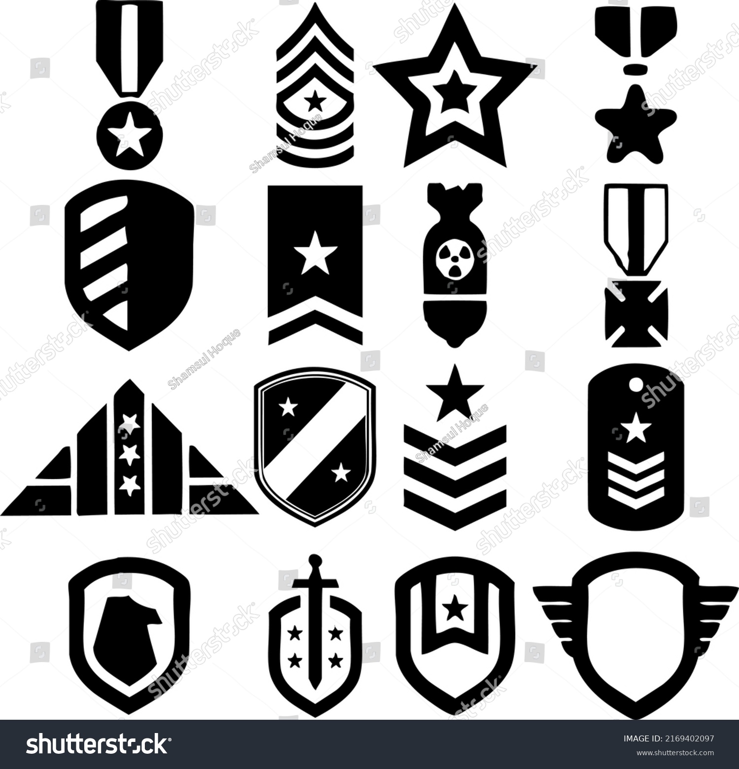 Set Military Armed Forces Badges Labels Stock Vector (Royalty Free ...