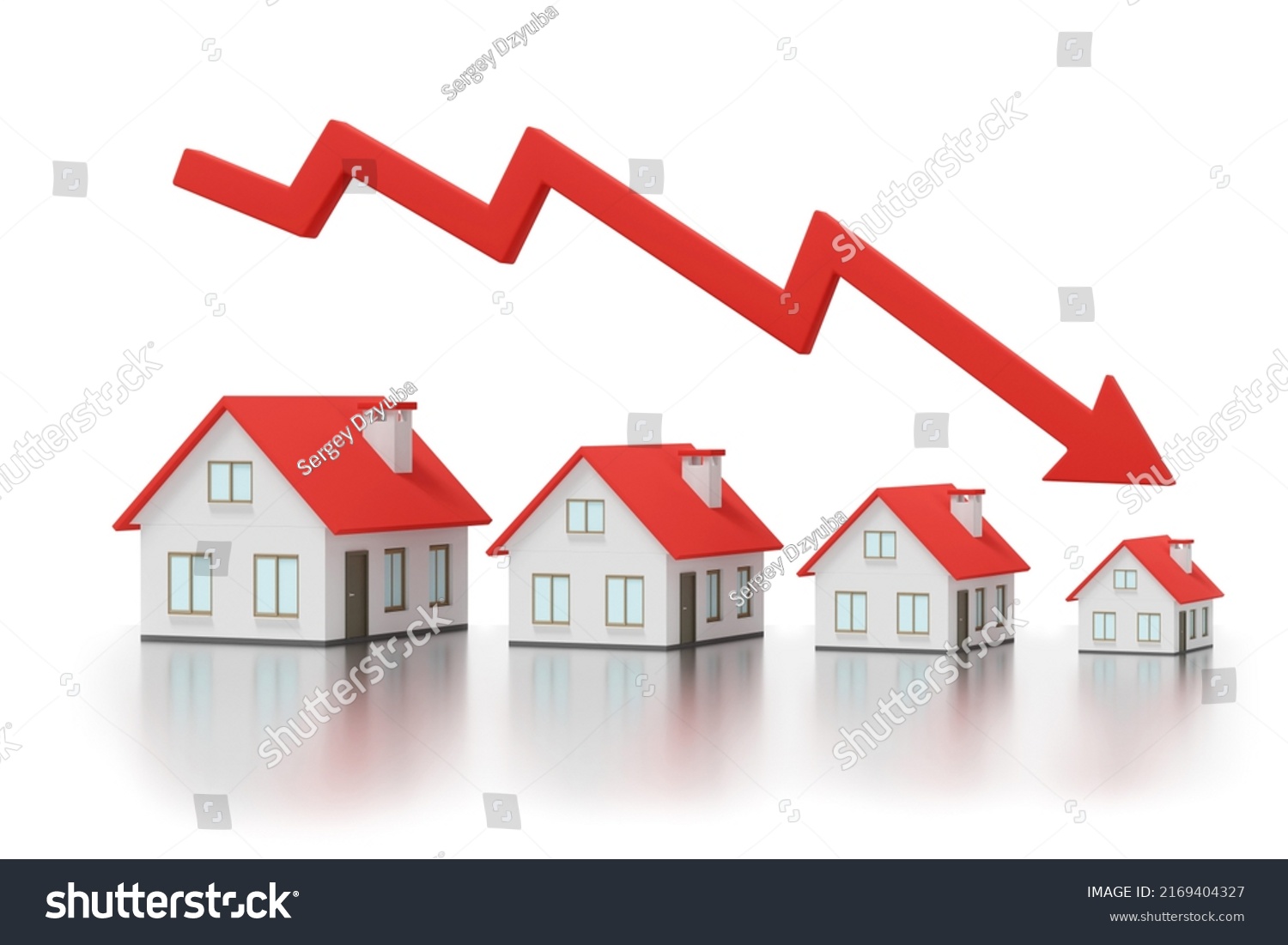 House Prices Falling Concept Declining Real Stock Illustration