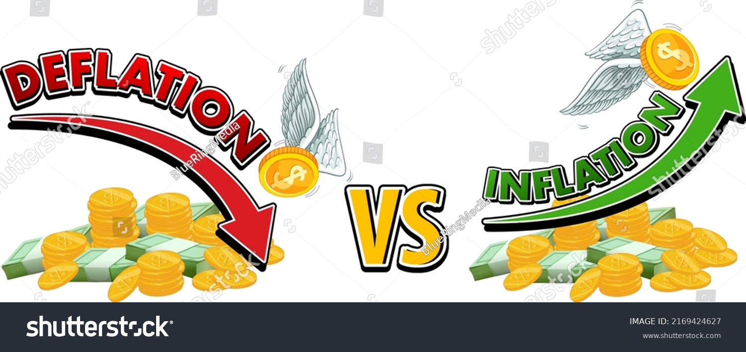 Inflation Vs Deflation Arrow Going Down Stock Vector Royalty Free