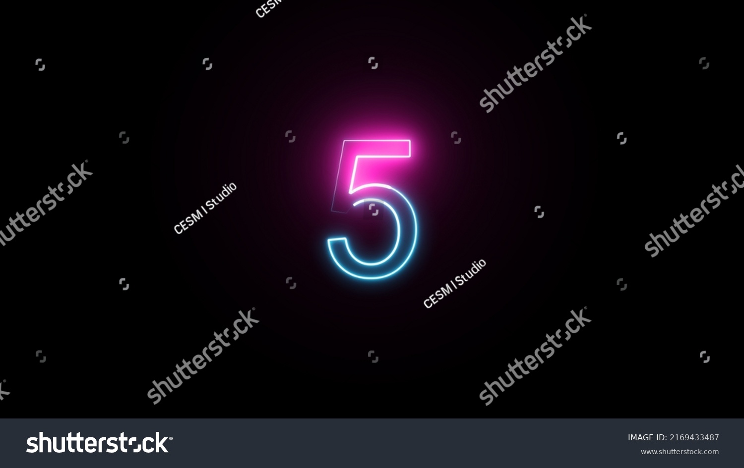 Neon Number 5 On Black Background Stock Illustration 2169433487 ...