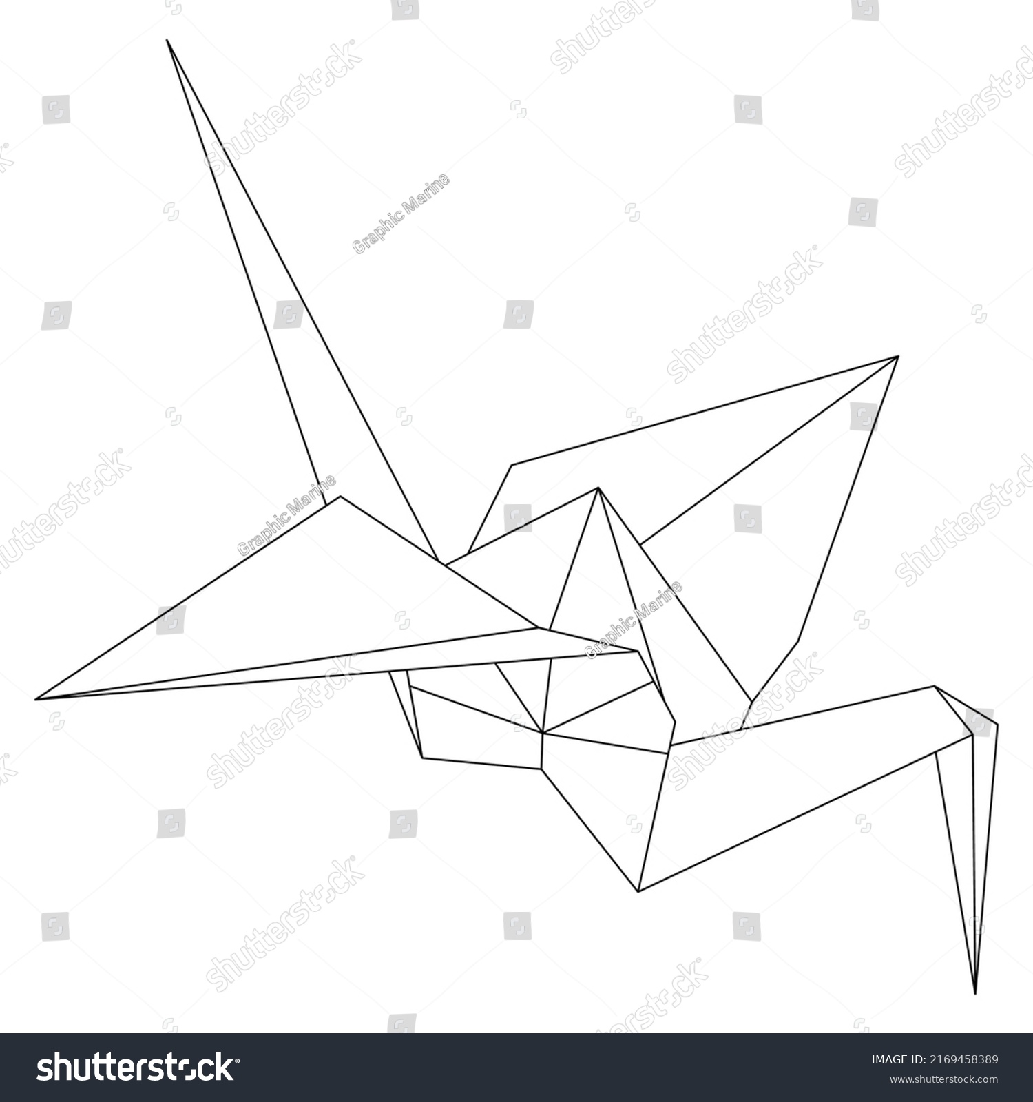 Origami Crane Vector Outline Illustration Icon Stock Vector (Royalty ...