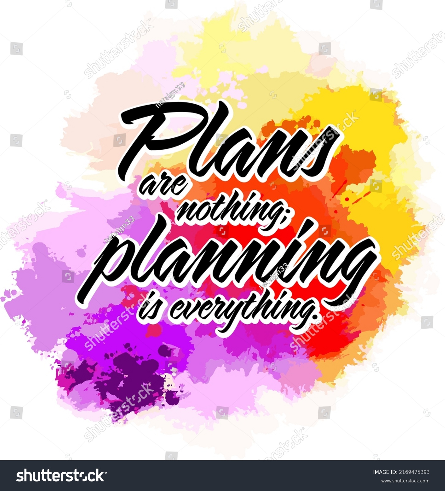 Plans Nothing Planning Everything Lettering Design Stock Vector ...