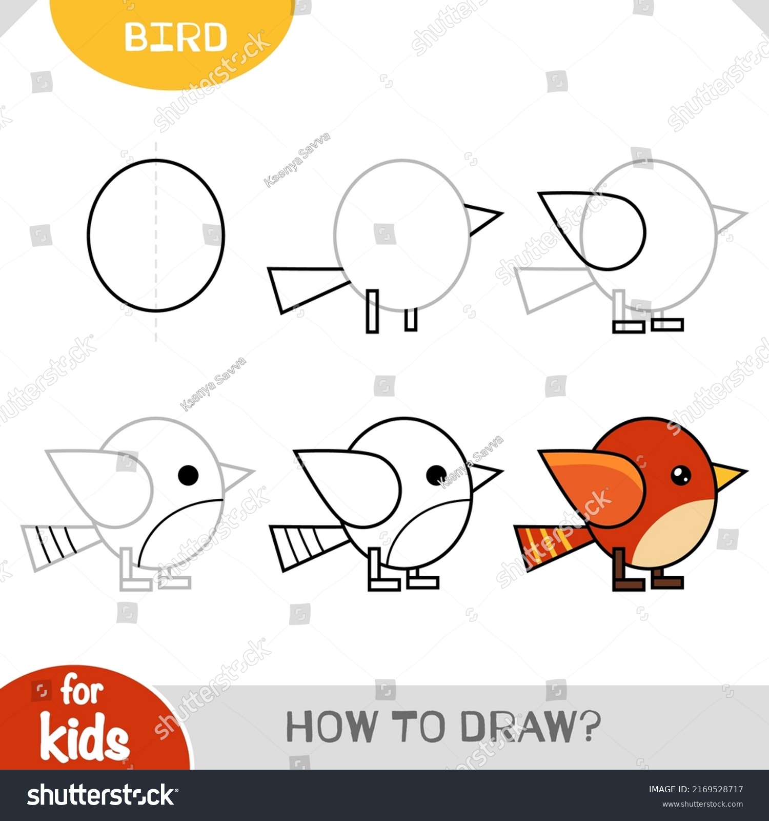 How Draw Little Bird Children Step Stock Vector (Royalty Free ...