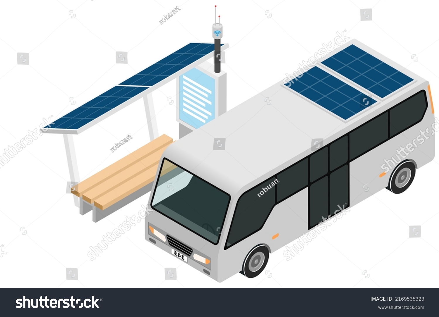 Public Transport Stop Bus Solar Panels Stock Vector (Royalty Free ...