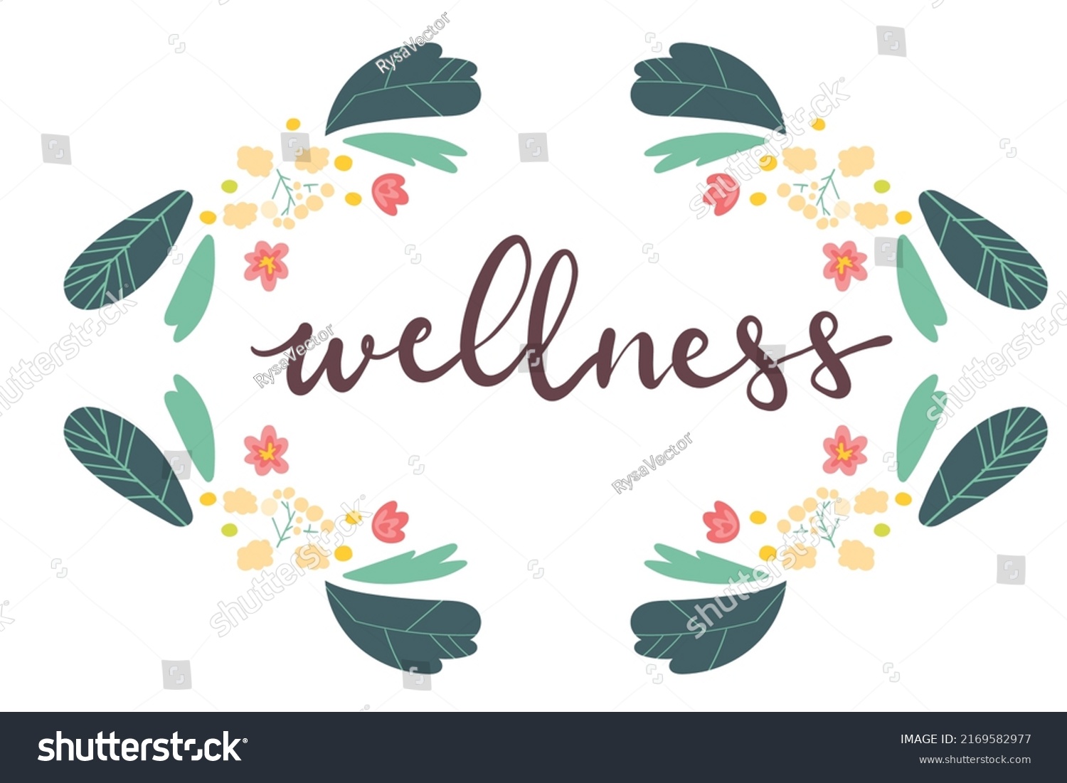 Wellness Handwritten Lettering Card Concept Vector Stock Vector ...