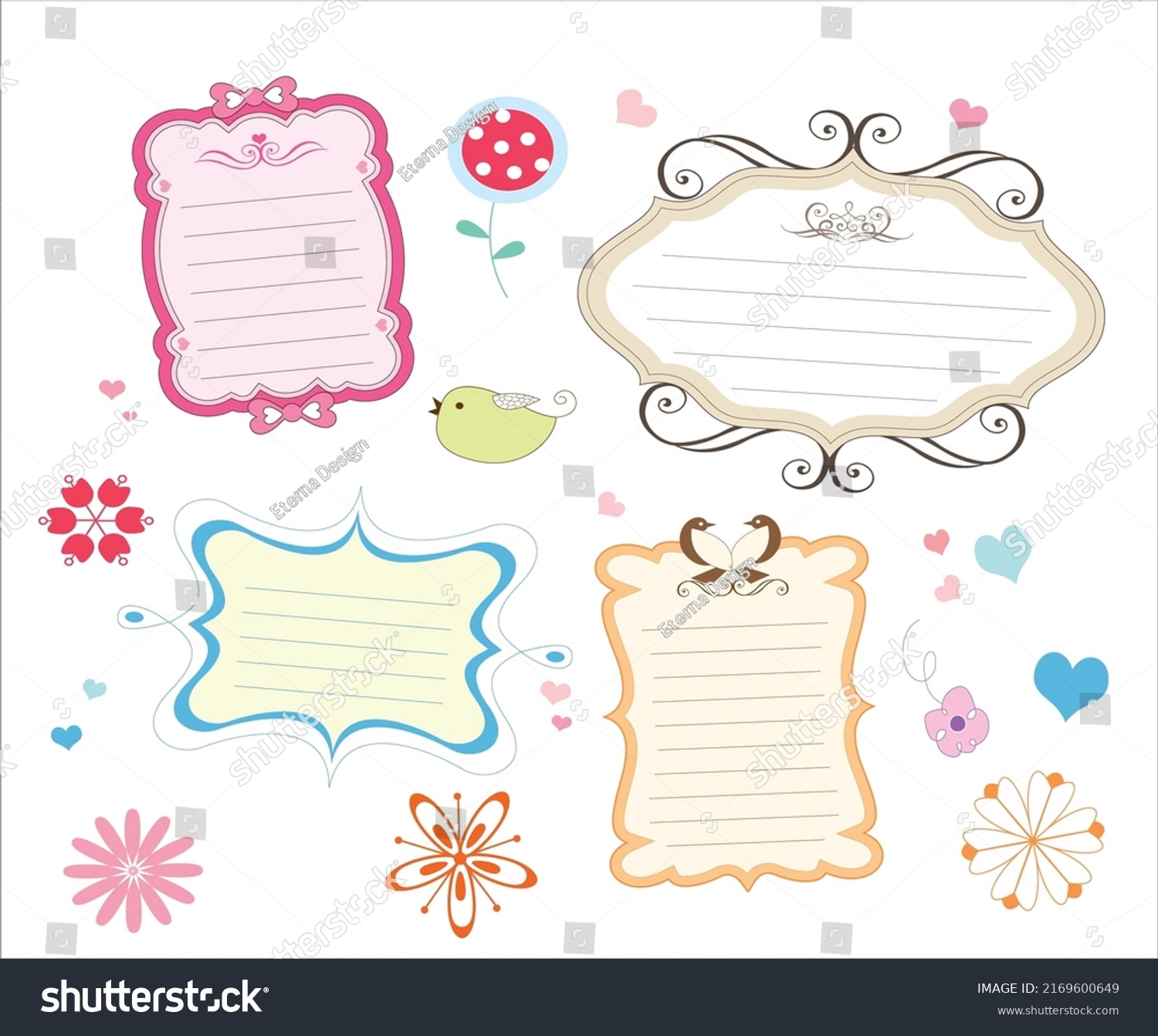 Cute Frame Set Four Sample Use Stock Vector (Royalty Free) 2169600649 ...