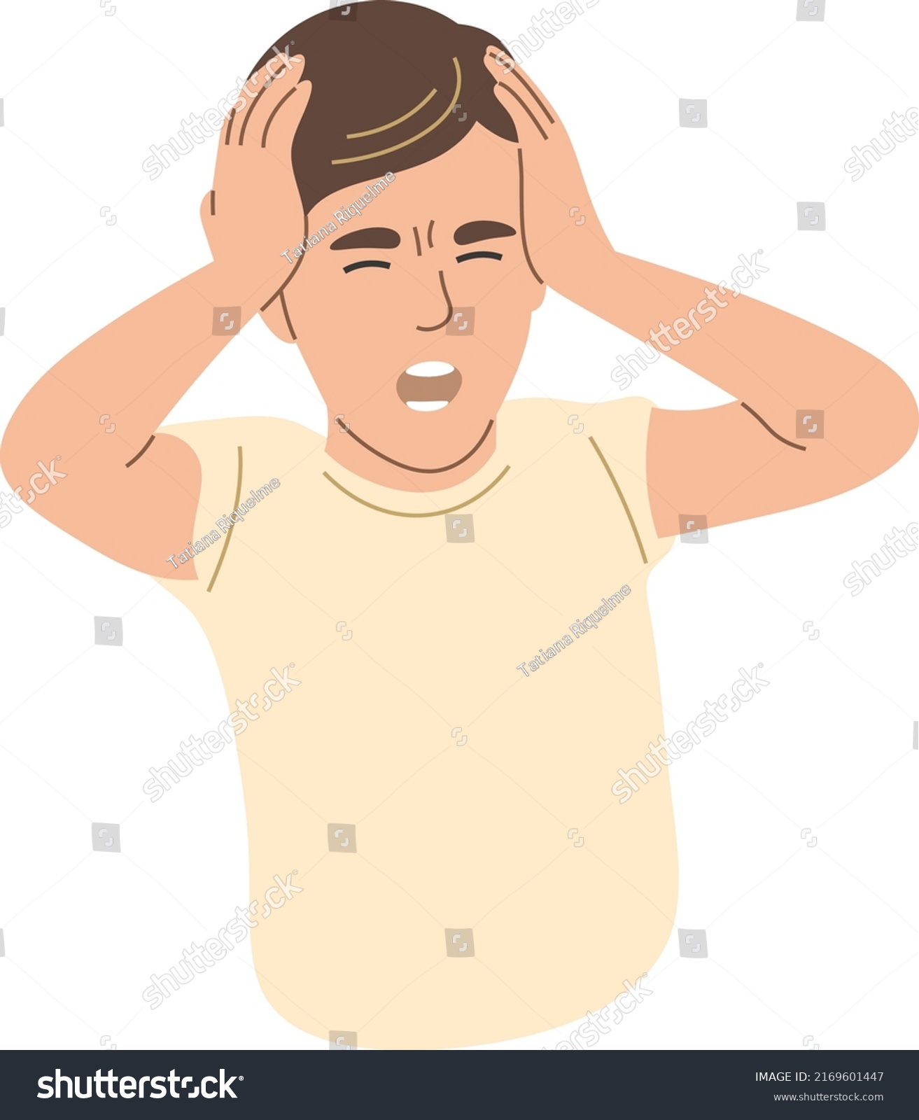 Boy Suffering Headache Stock Vector (Royalty Free) 2169601447 ...