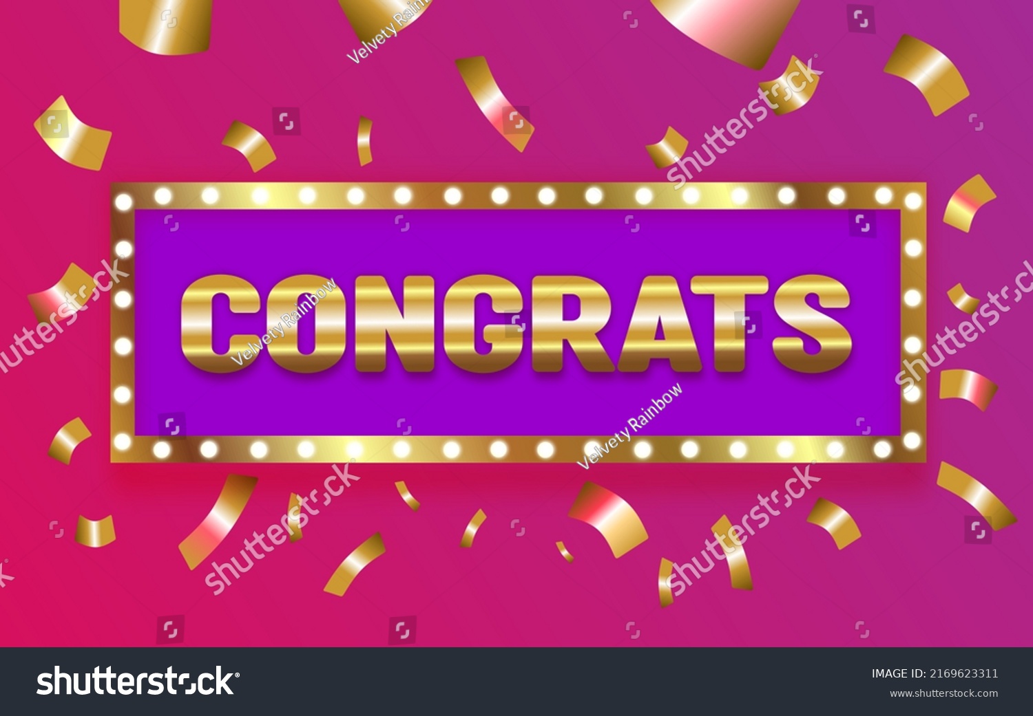 Congratulations Banner Congratulations Winner Golden Confetti Stock