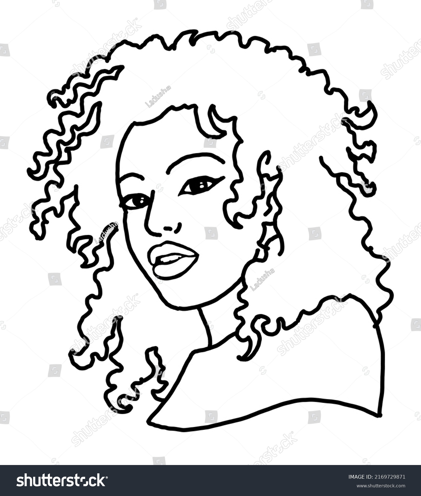 Beautiful Young Black Woman Smiling White Stock Illustration 2169729871 