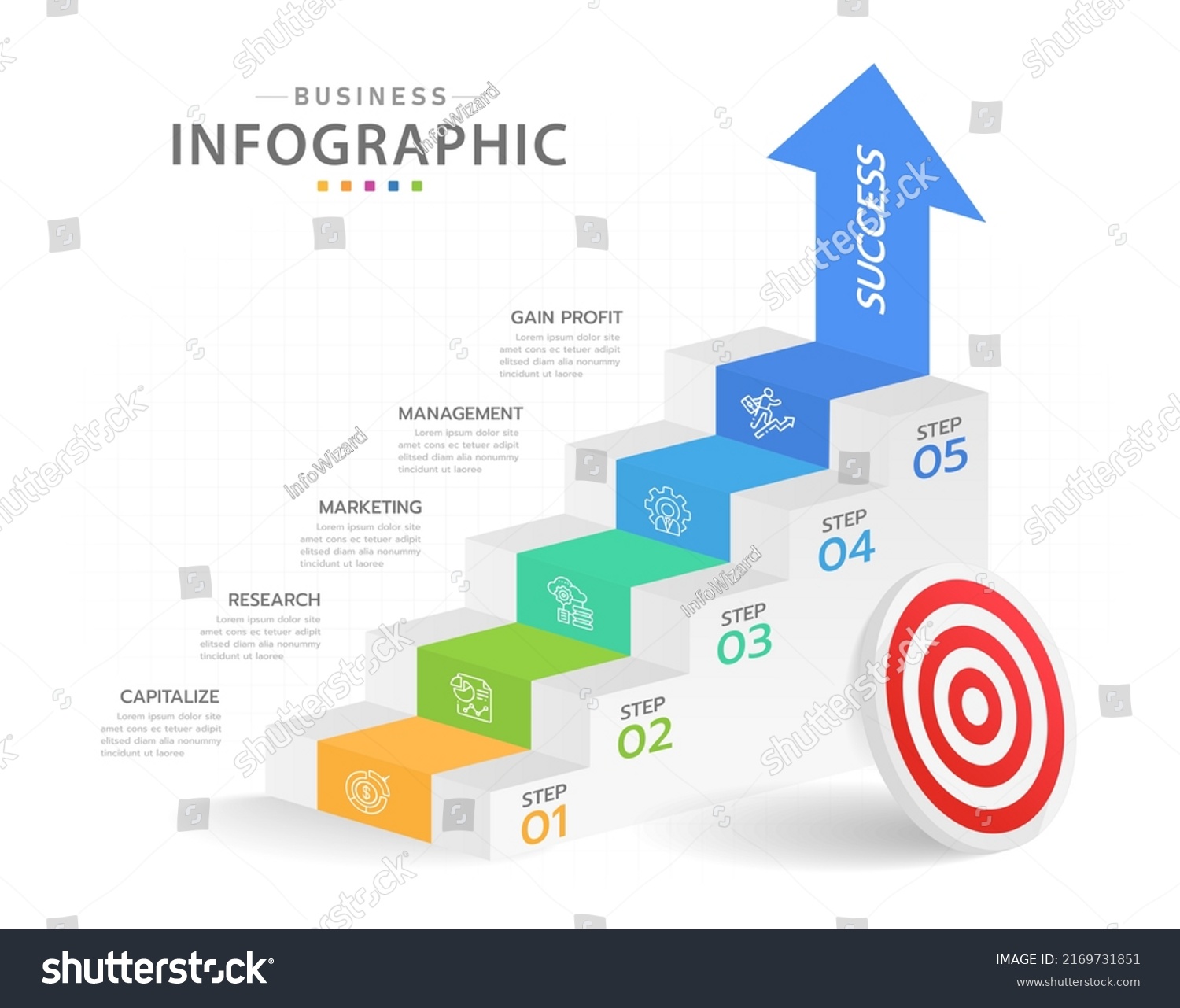 Infographic Template Business 5 Steps Modern Stock Vector (Royalty Free ...