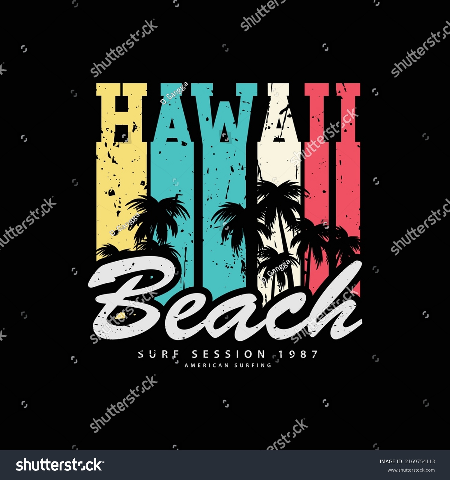 Hawaii Beach Illustration Typography Perfect T Stock Vector (Royalty ...