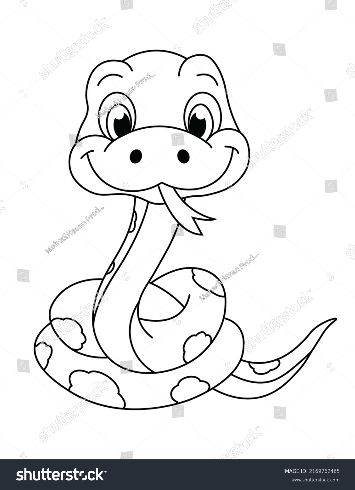 Cute Snake Activity Coloring Page Kids Stock Illustration 2169762465 ...