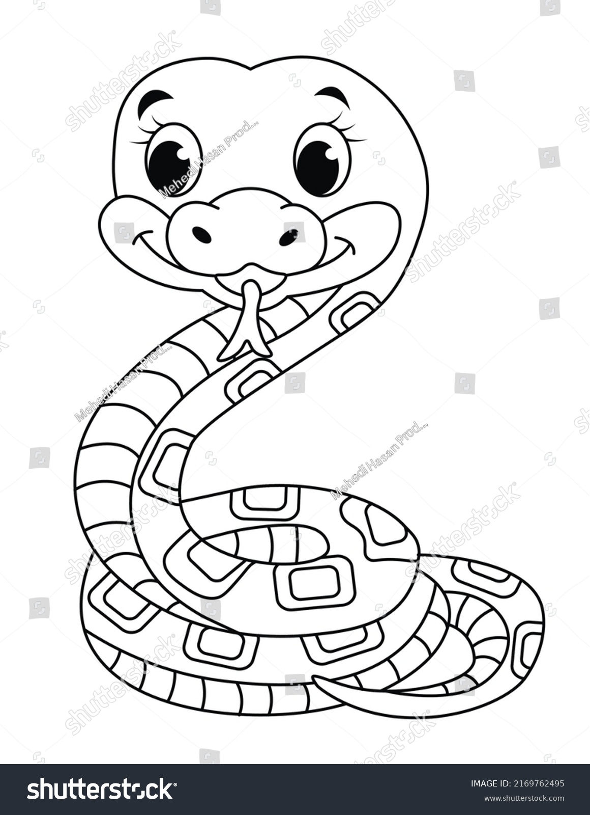 Cute Snake Activity Coloring Page Kids Stock Illustration 2169762495 ...