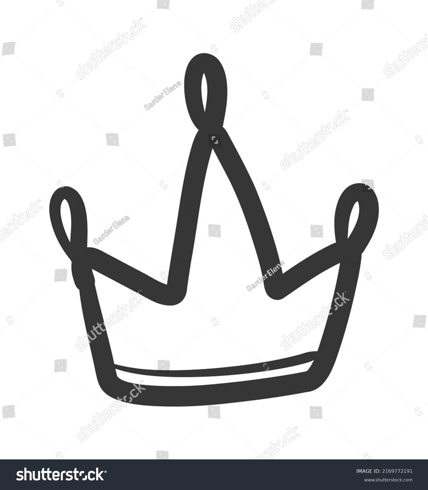 Doodle King Queen Crown Hand Drawn Stock Vector (Royalty Free ...
