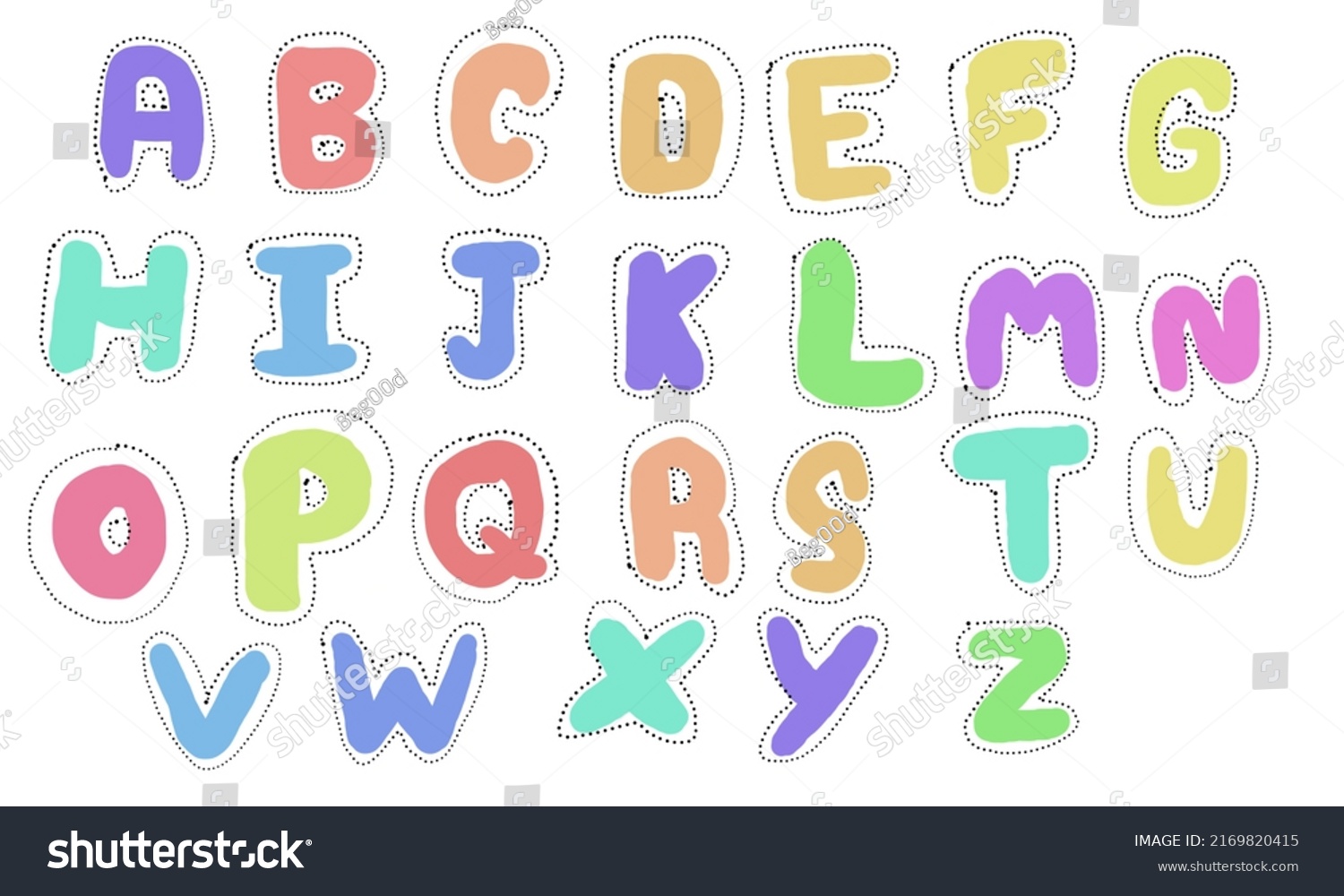 Abc Alphaber Setcolorful Hand Draw Letters Stock Illustration ...