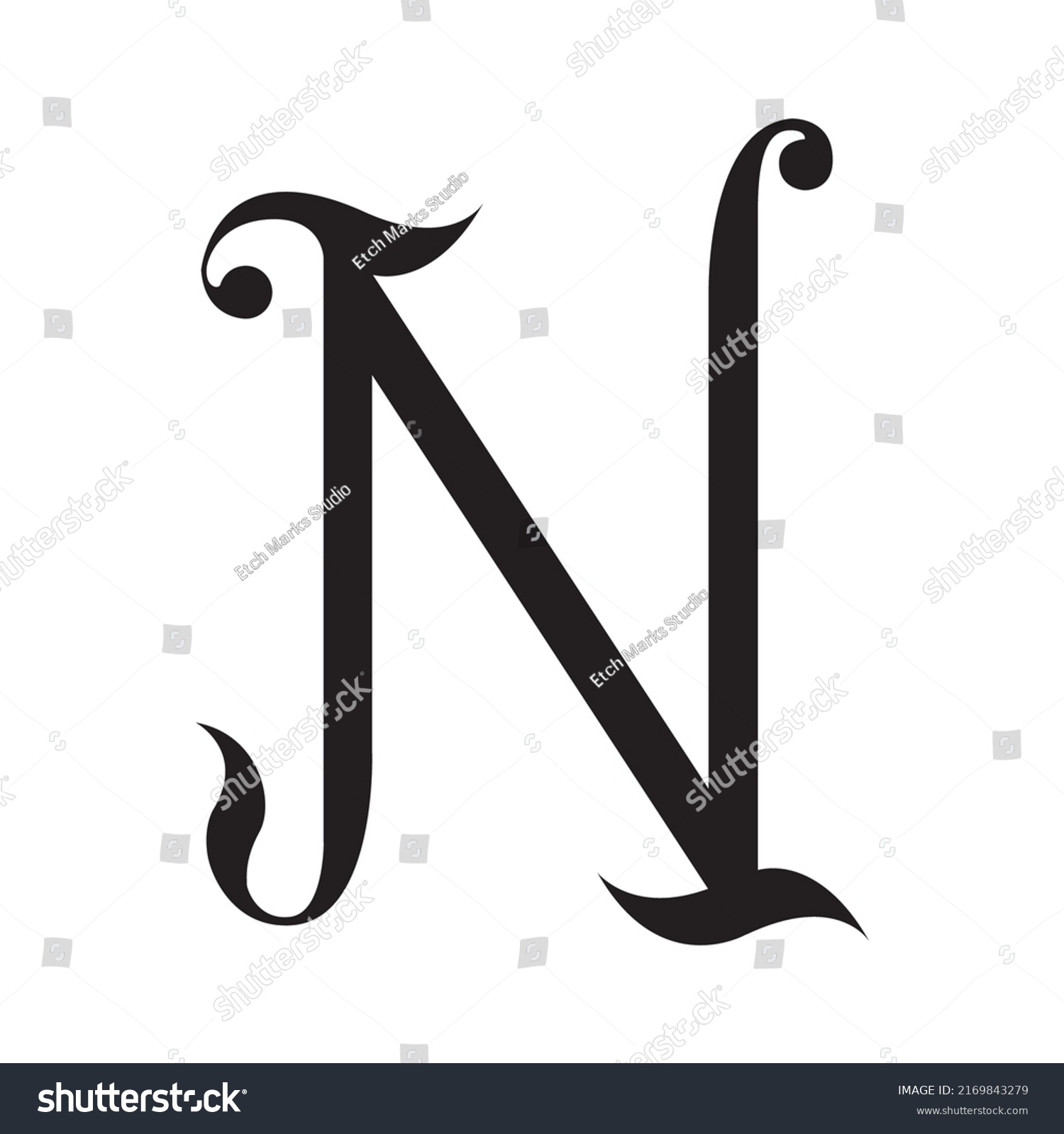 Alphabet Letter N Classical Style Vector Stock Vector (Royalty Free ...