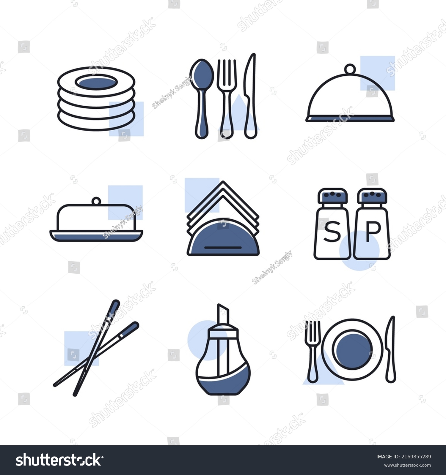 Restaurant Vector Isolated Icon Set Serving Stock Vector (Royalty Free ...