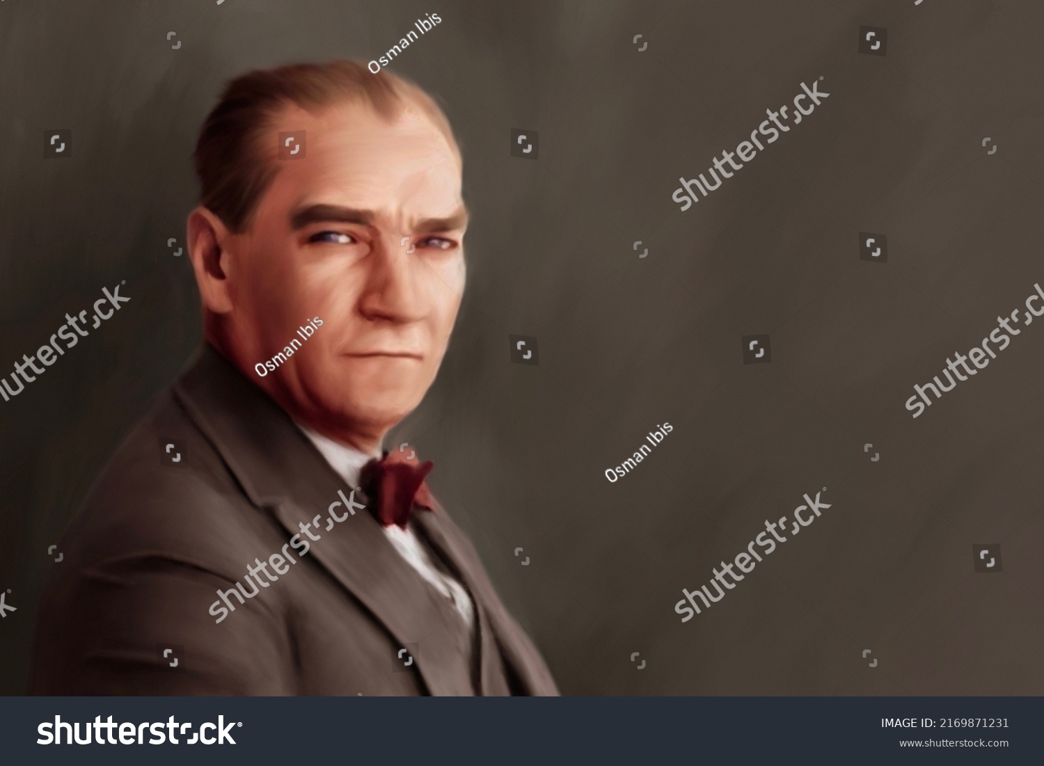 Turkish Leader Mustafa Kemal Digital Painting Stock Illustration ...