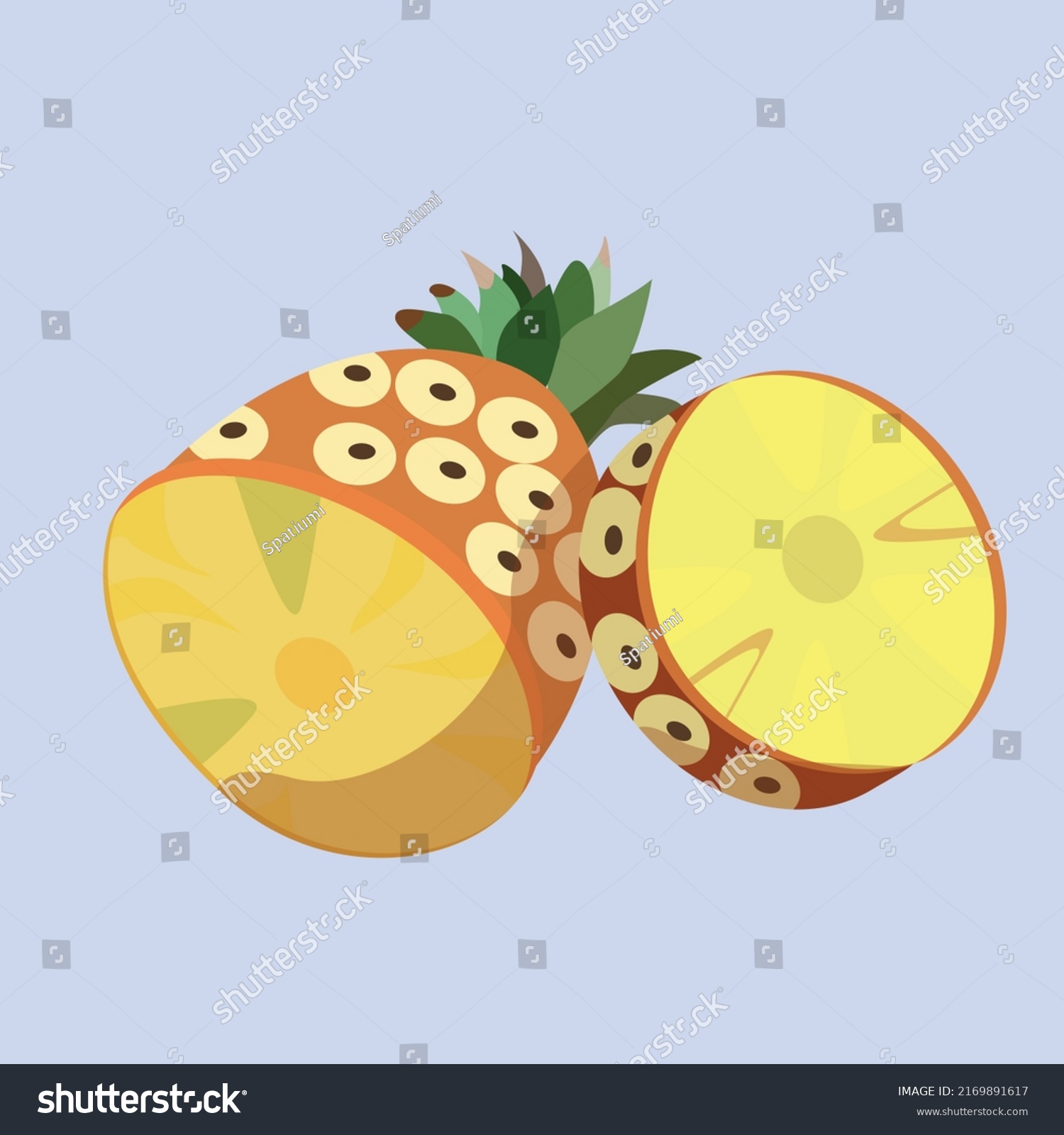 Illustration Pineapple Fruit Cut Flat Style Stock Vector Royalty Free Shutterstock