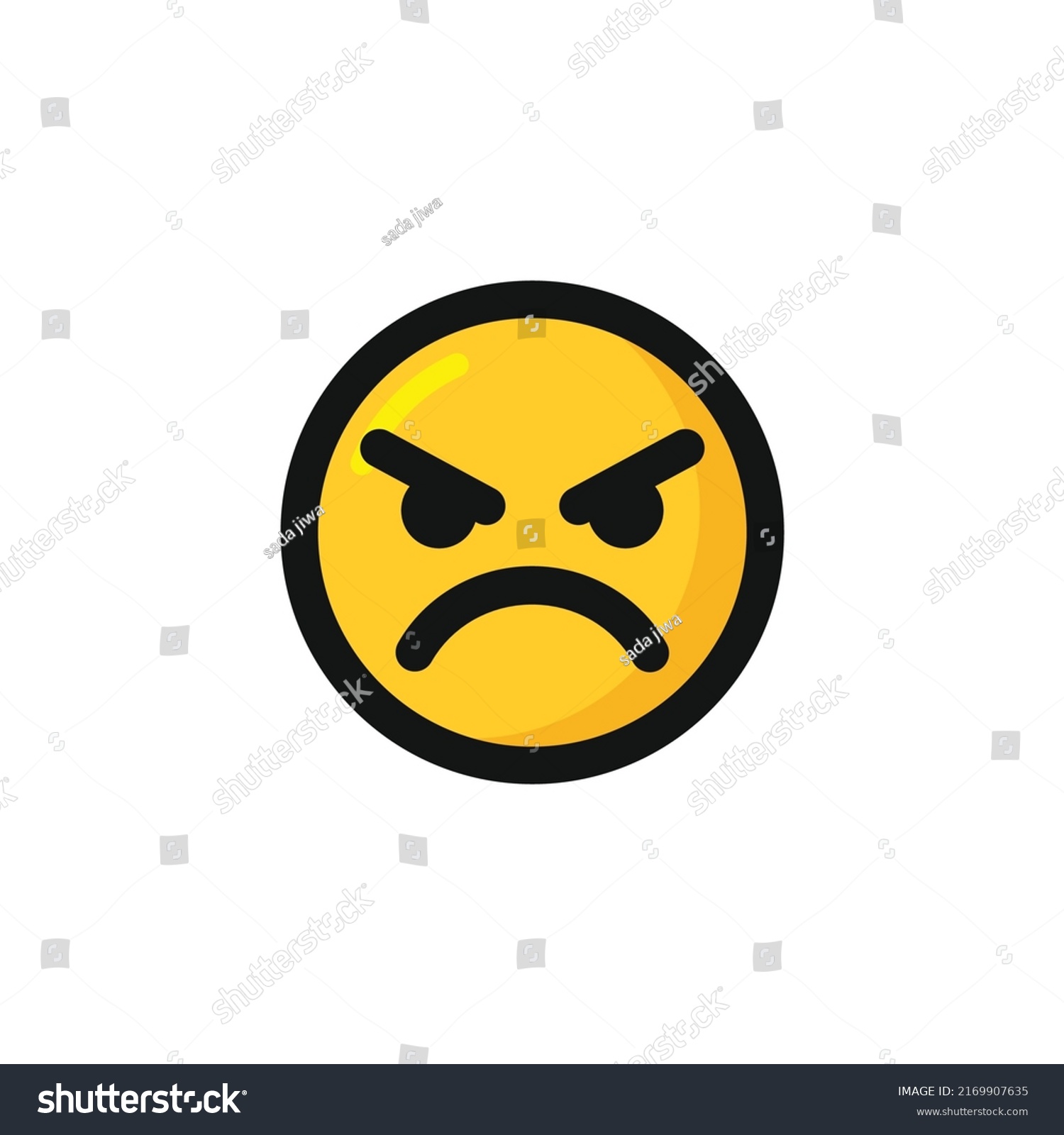 Angry Face Emoticon Icon Vector Stock Vector (Royalty Free) 2169907635 ...