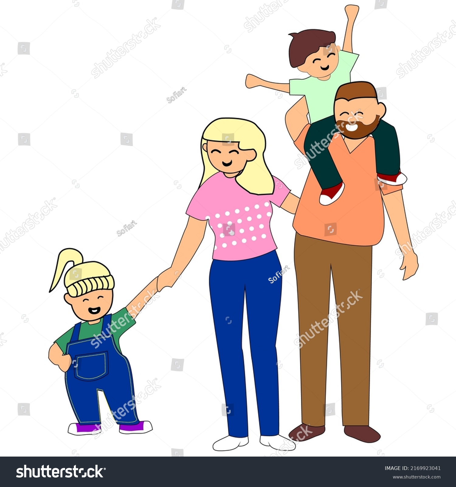 Happy Family Son Daughter Stock Vector (Royalty Free) 2169923041 ...