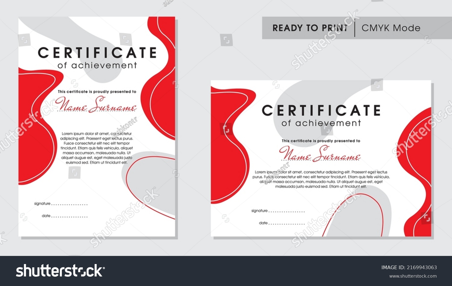 Certificate Template Horizontal Vertical Format Abstract Stock Vector