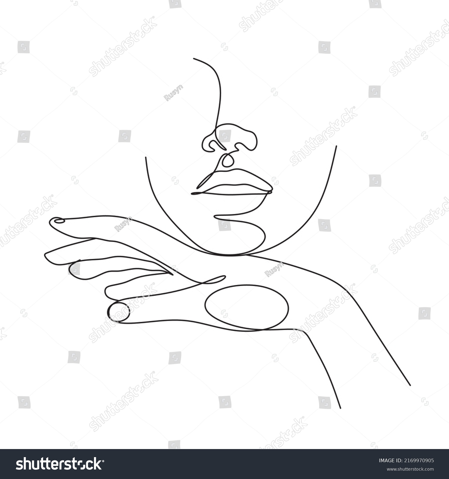 Continuous Line Drawing Portrait Beautiful Women Stock Vector (Royalty ...