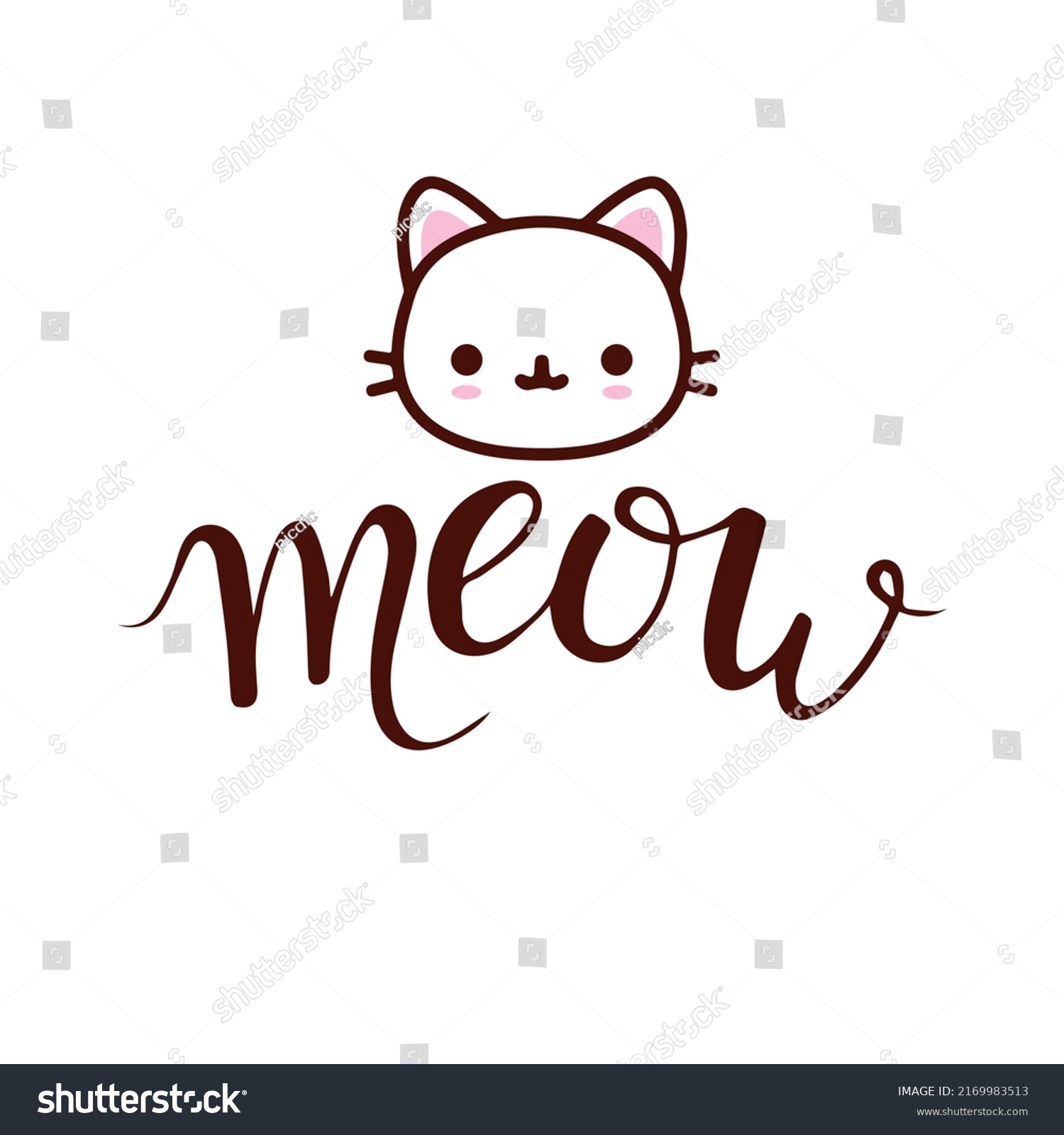 Cat Vector Hand Lettering Word Meow Stock Vector (Royalty Free ...