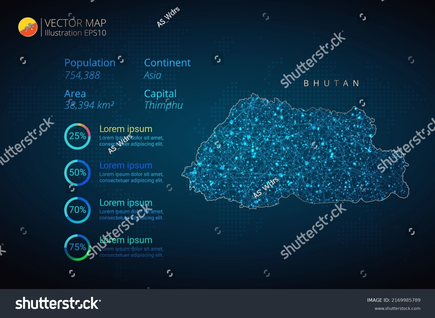 Bhutan Map Infographics Vector Template Abstract Stock Vector (Royalty ...