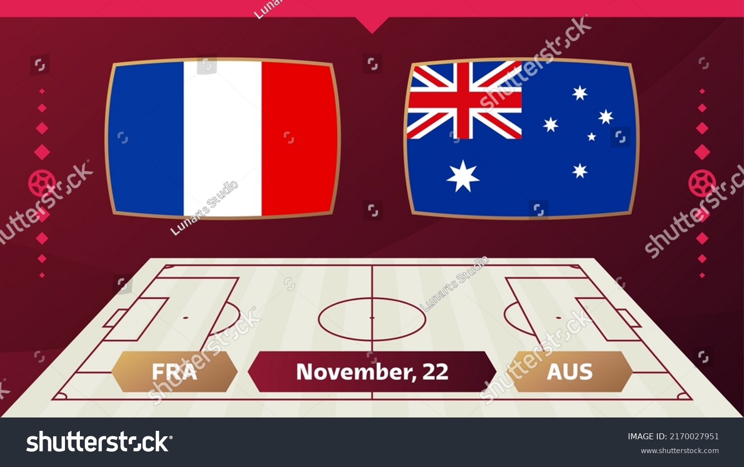 France Vs Australia Match Football 2022 Stock Vector (Royalty Free ...