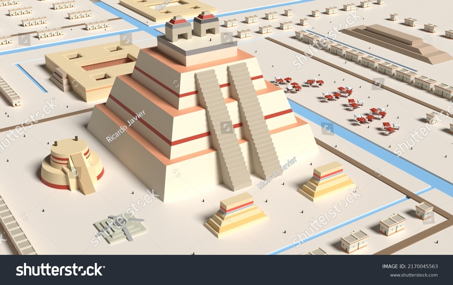 Tenochtitlán 3d Representación De La Civilización: Ilustración De Stock ...