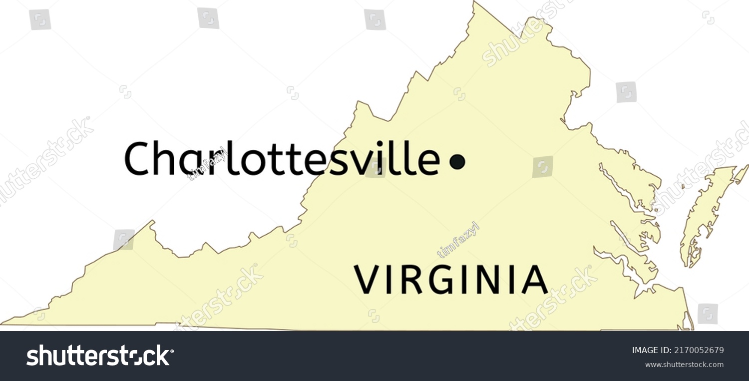 Charlottesville City Location On Virginia Map Stock Vector (royalty 