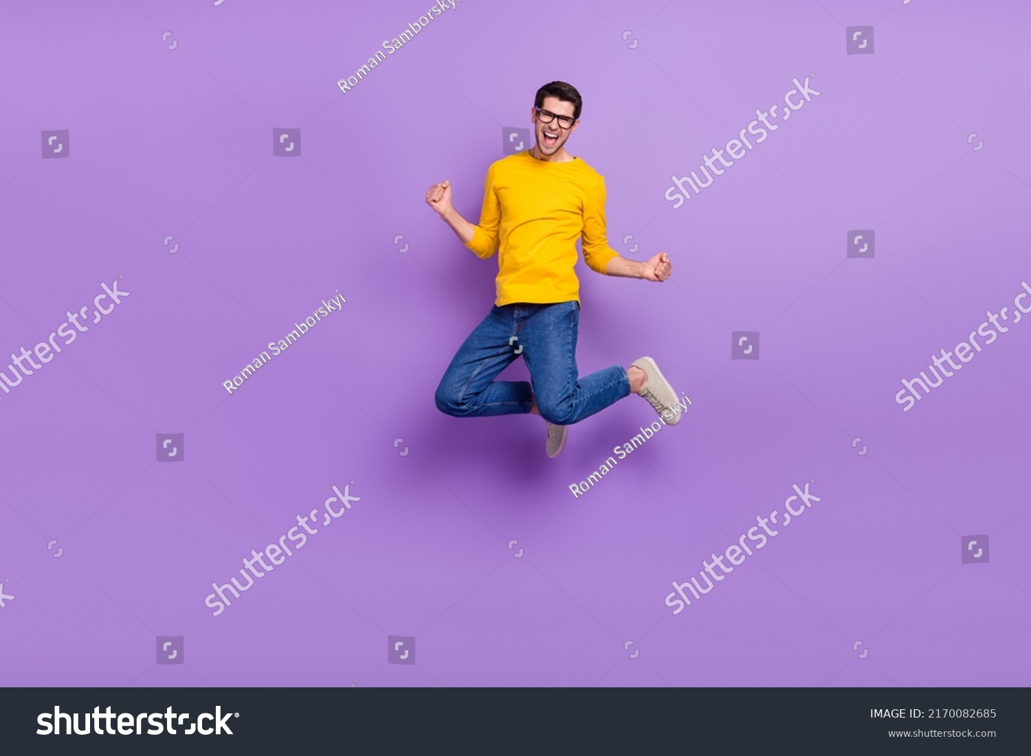 Full Body Image Overjoyed Funny Man Stock Photo 2170082685 | Shutterstock