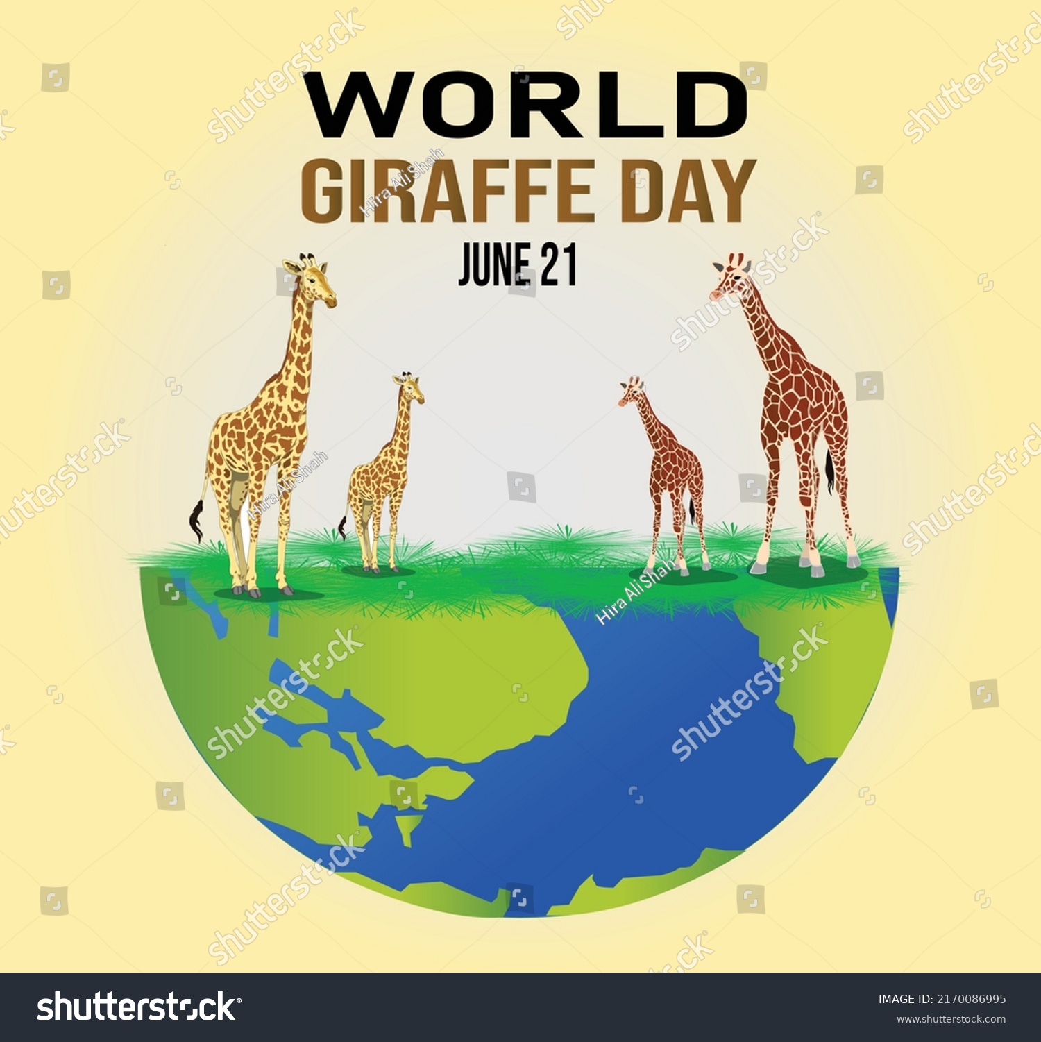 World Giraffe Day 3d Earth Globe Stock Vector (Royalty Free) 2170086995