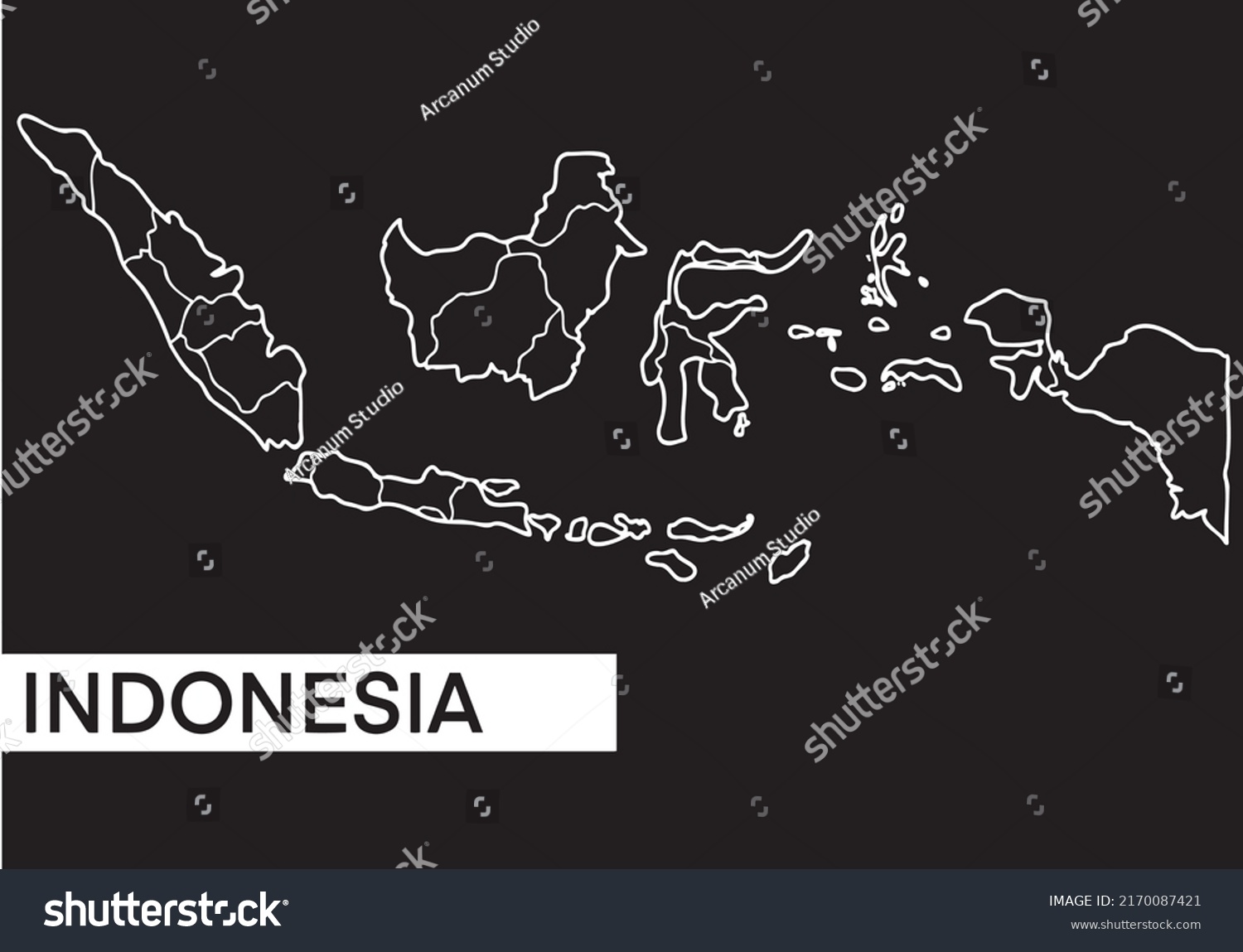 Indonesia Solid Black Outline Border Map Of Vector Image Images