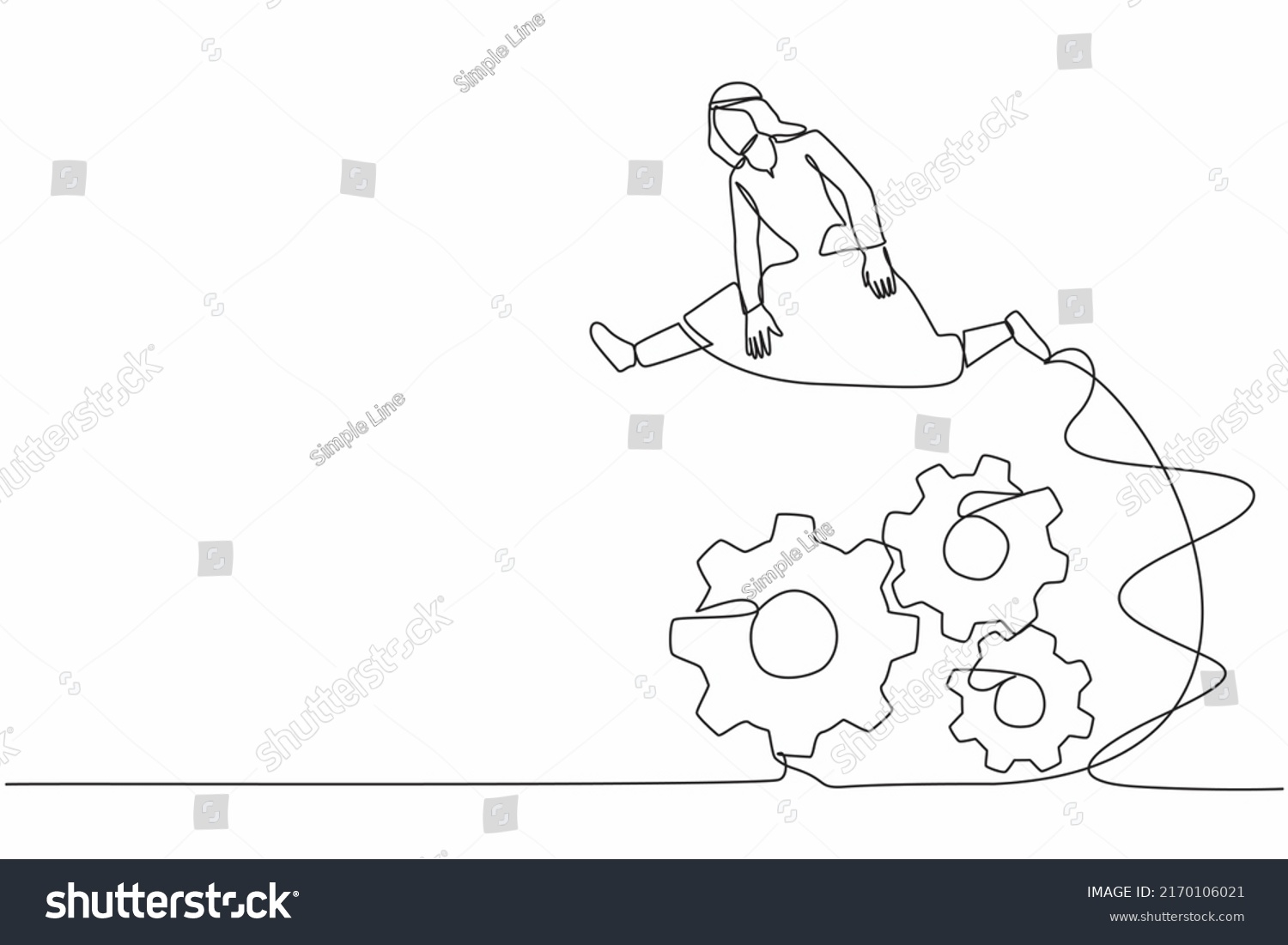 Continuous One Line Drawing Arabian Businessman Stock Vector (Royalty ...