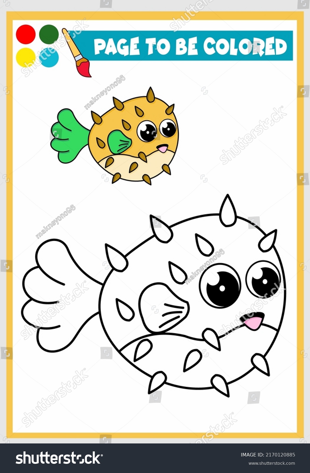 Coloring Book Kids Puffy Fish Stock Vector (royalty Free) 2170120885 