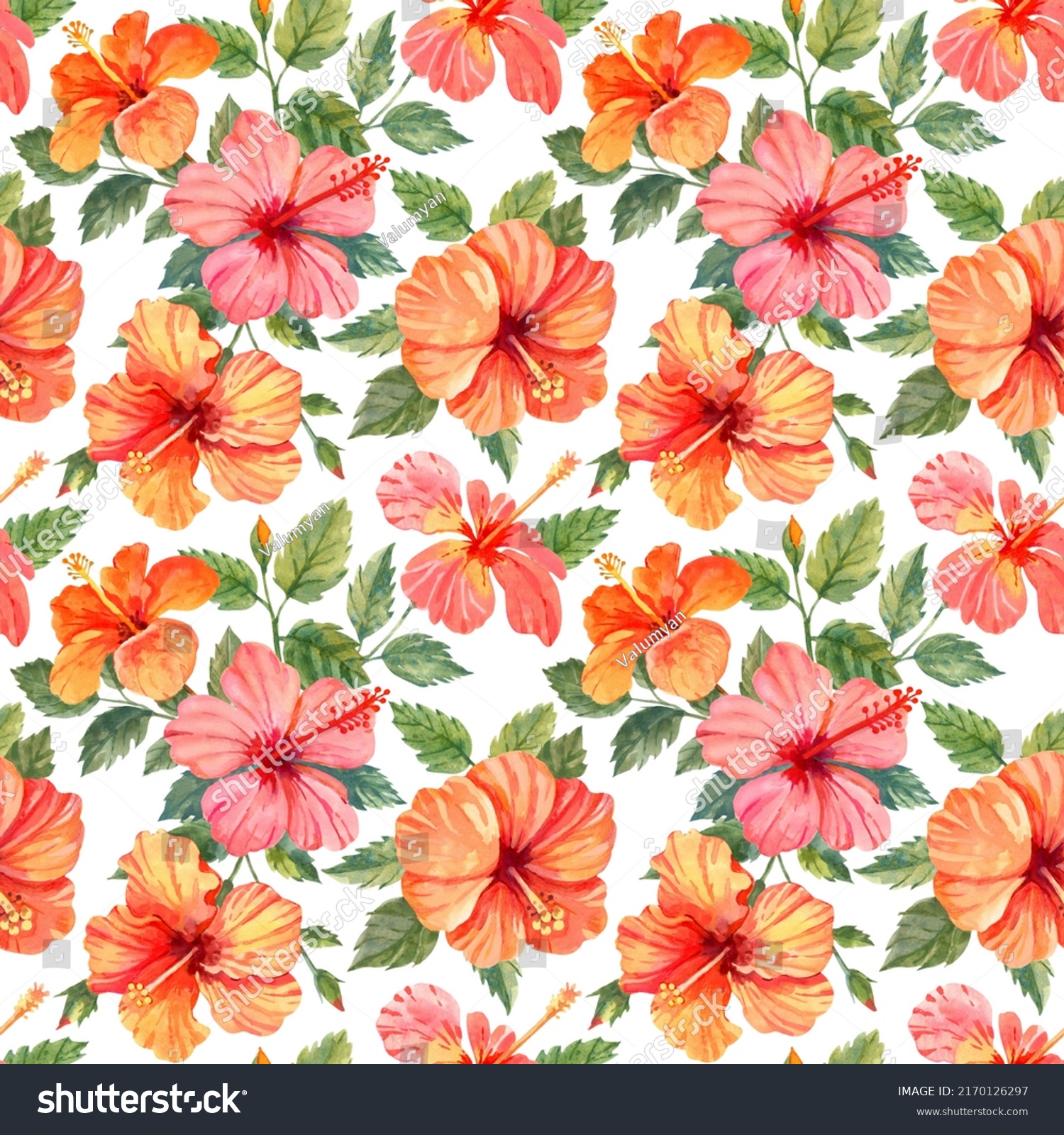 Hibiscus Seamless Pattern Fabric Wrapping Paper Stock Illustration ...