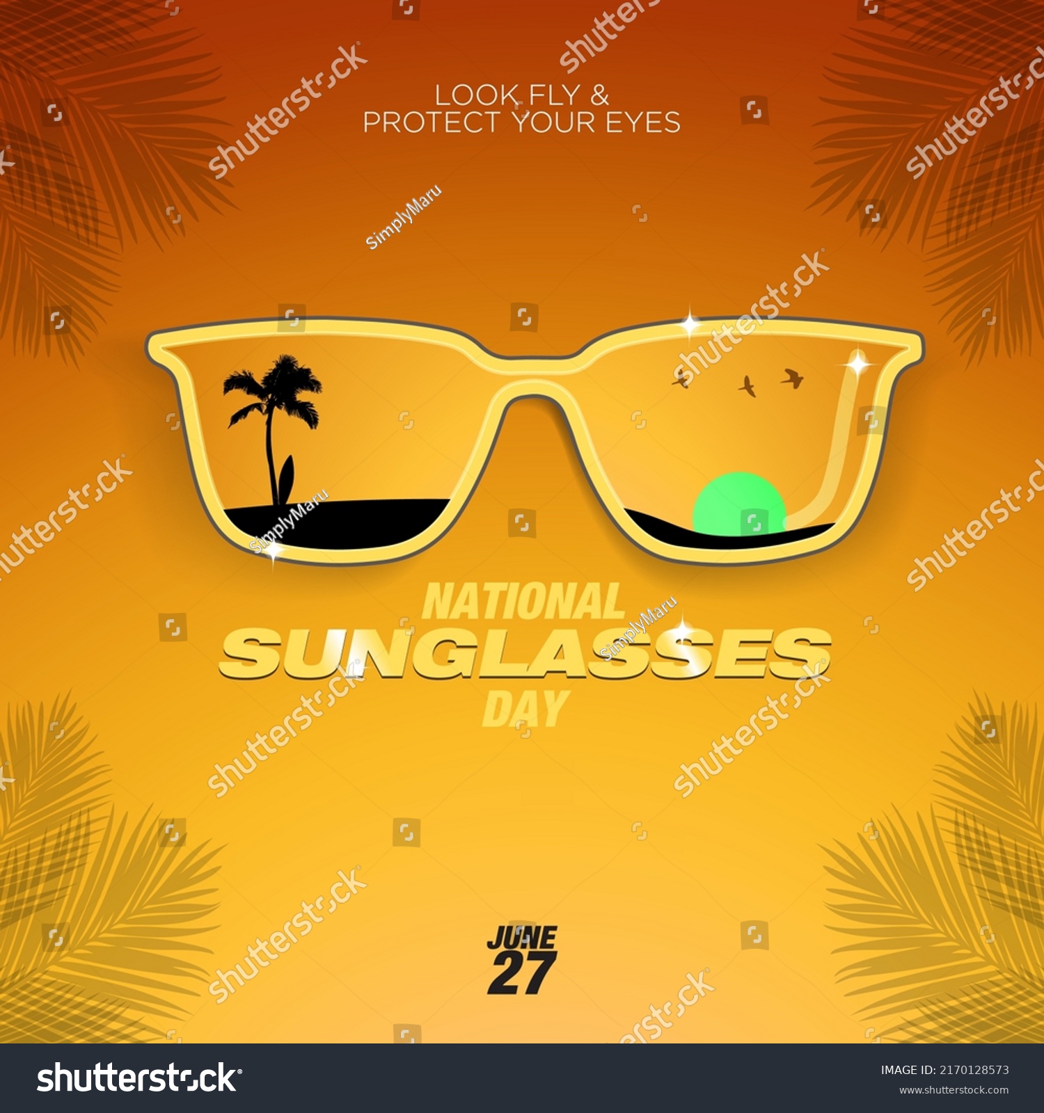 National Sunglasses Day Greeting Card Celebrated Stock Vector (Royalty