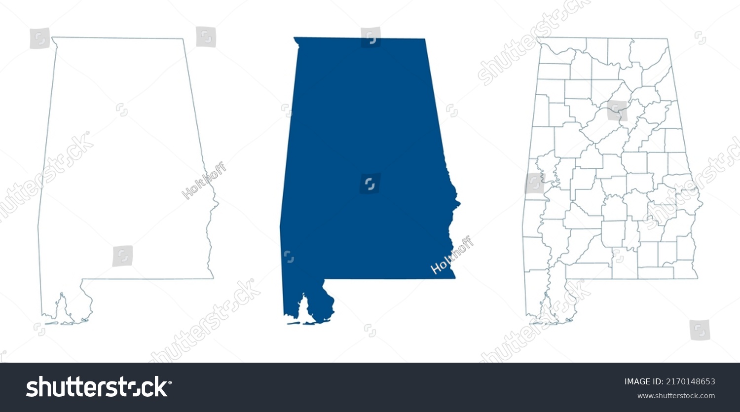 Alabama Map Detailed Blue Outline Silhouette Stock Vector Royalty Free 2170148653 Shutterstock 1030