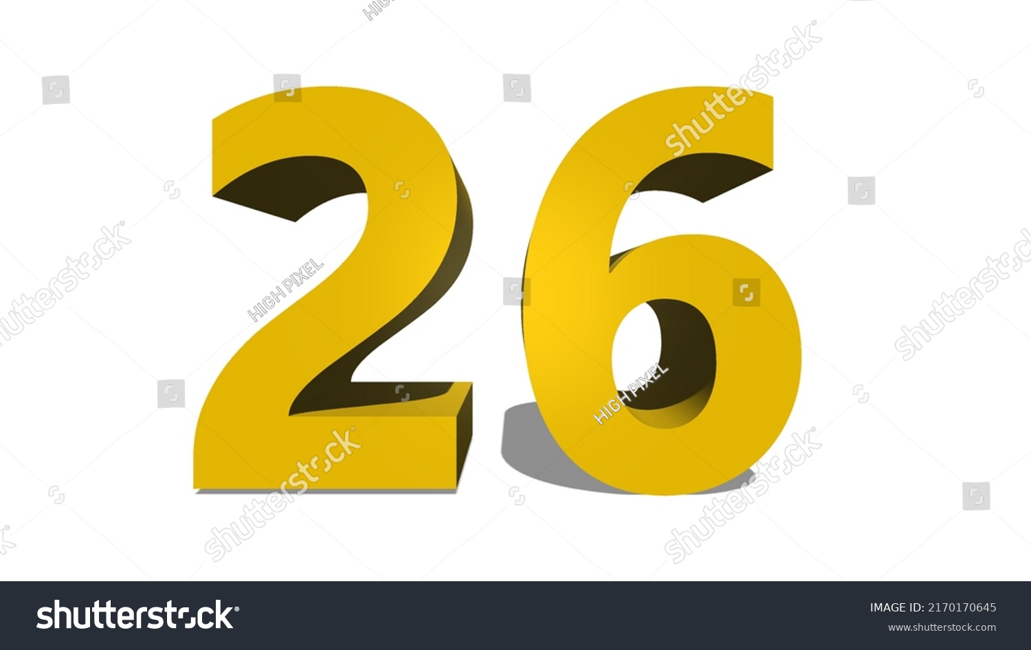 3d Number Twenty Six Isolated Over Stock Illustration 2170170645