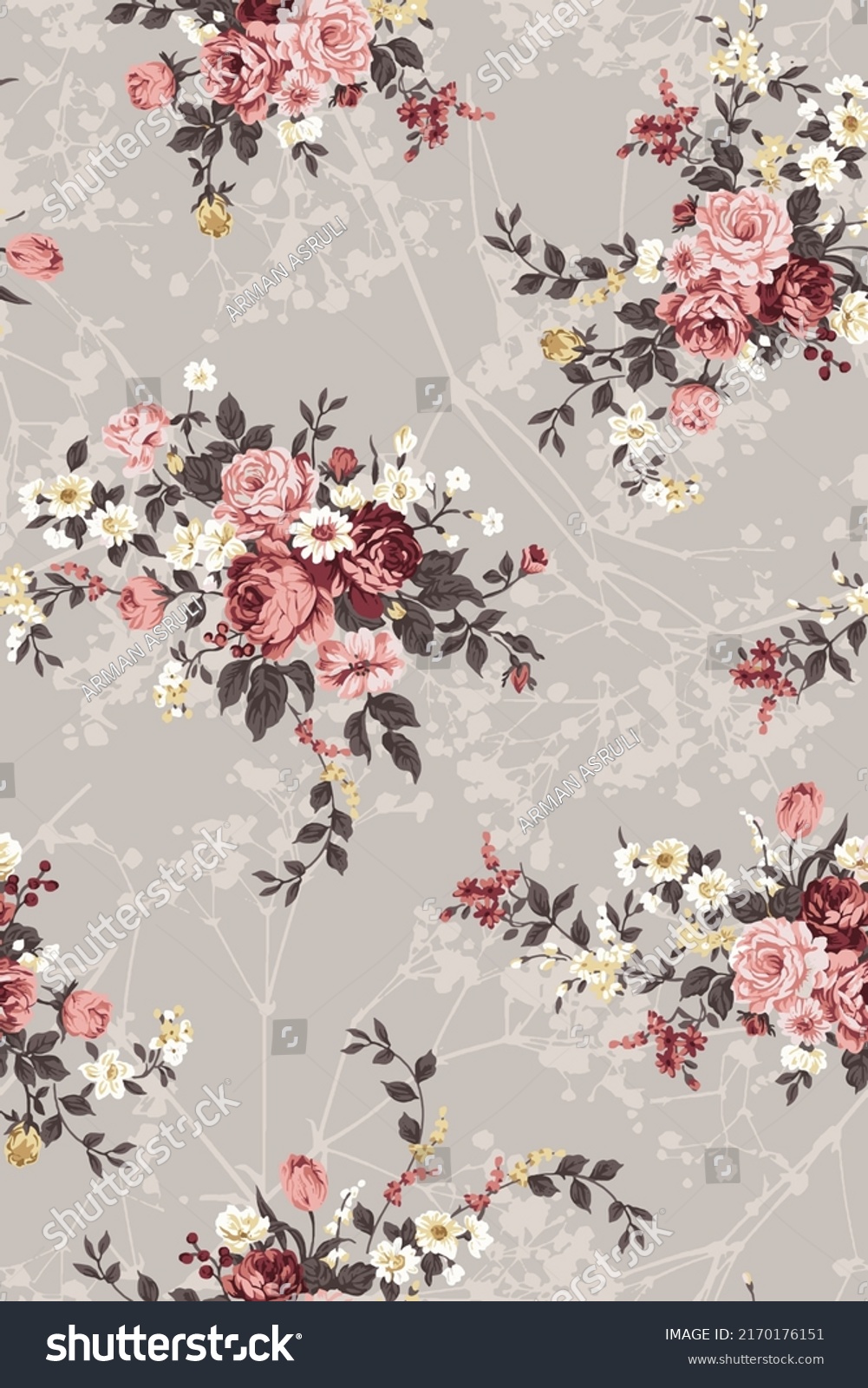 Textile Design Flower Pattern Image Stock Vector (Royalty Free ...