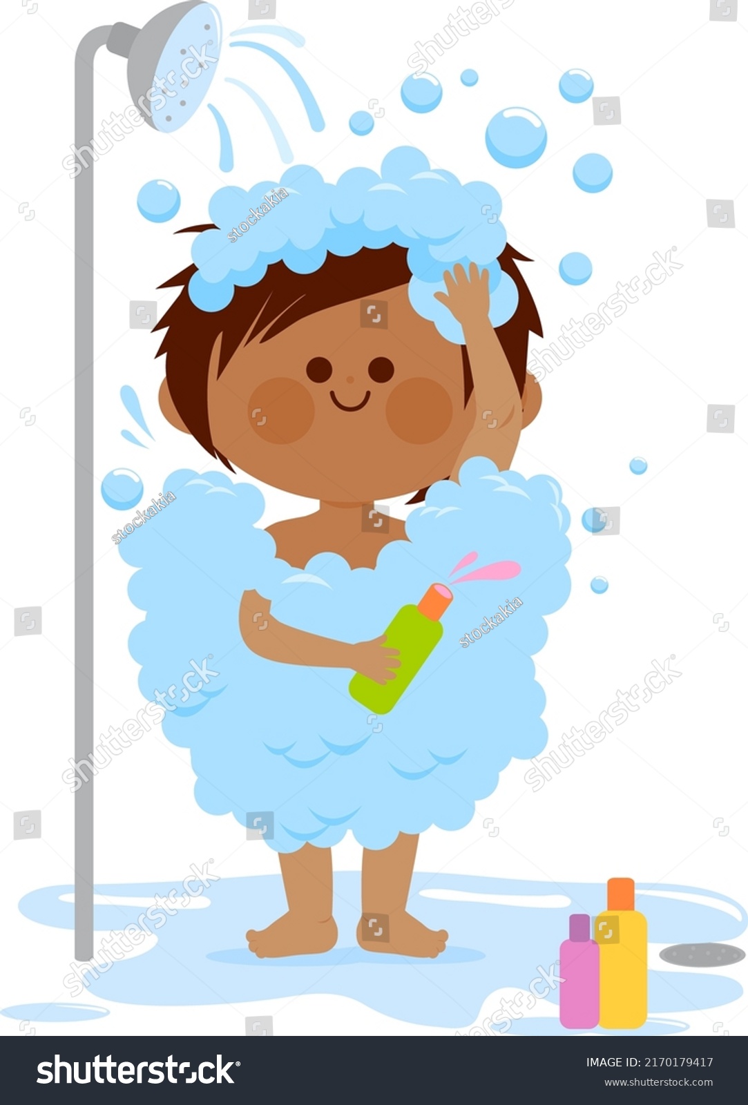 Little Boy Taking Shower Vector Illustration 库存矢量图（免版税）2170179417